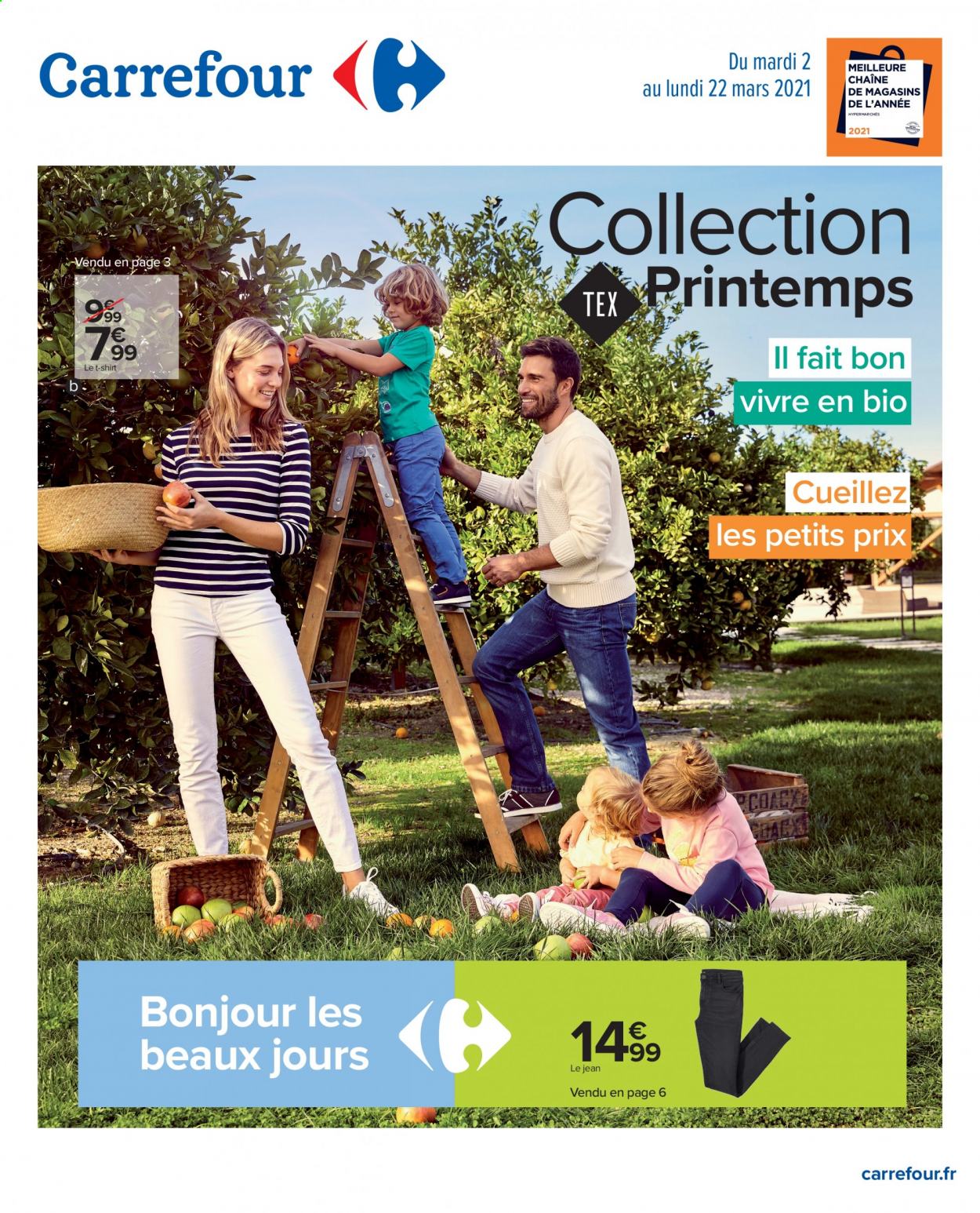 thumbnail - Catalogue Carrefour Hypermarchés - 02/03/2021 - 22/03/2021 - Produits soldés - jeans, t-shirt, Beaux Jours. Page 1.