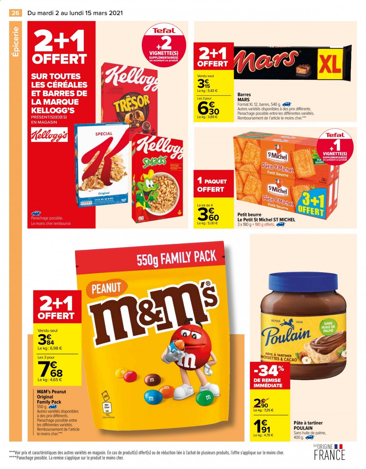 thumbnail - Catalogue Carrefour Hypermarchés - 02/03/2021 - 15/03/2021 - Produits soldés - beurre, Kellogg's, M&M's, St Michel. Page 26.