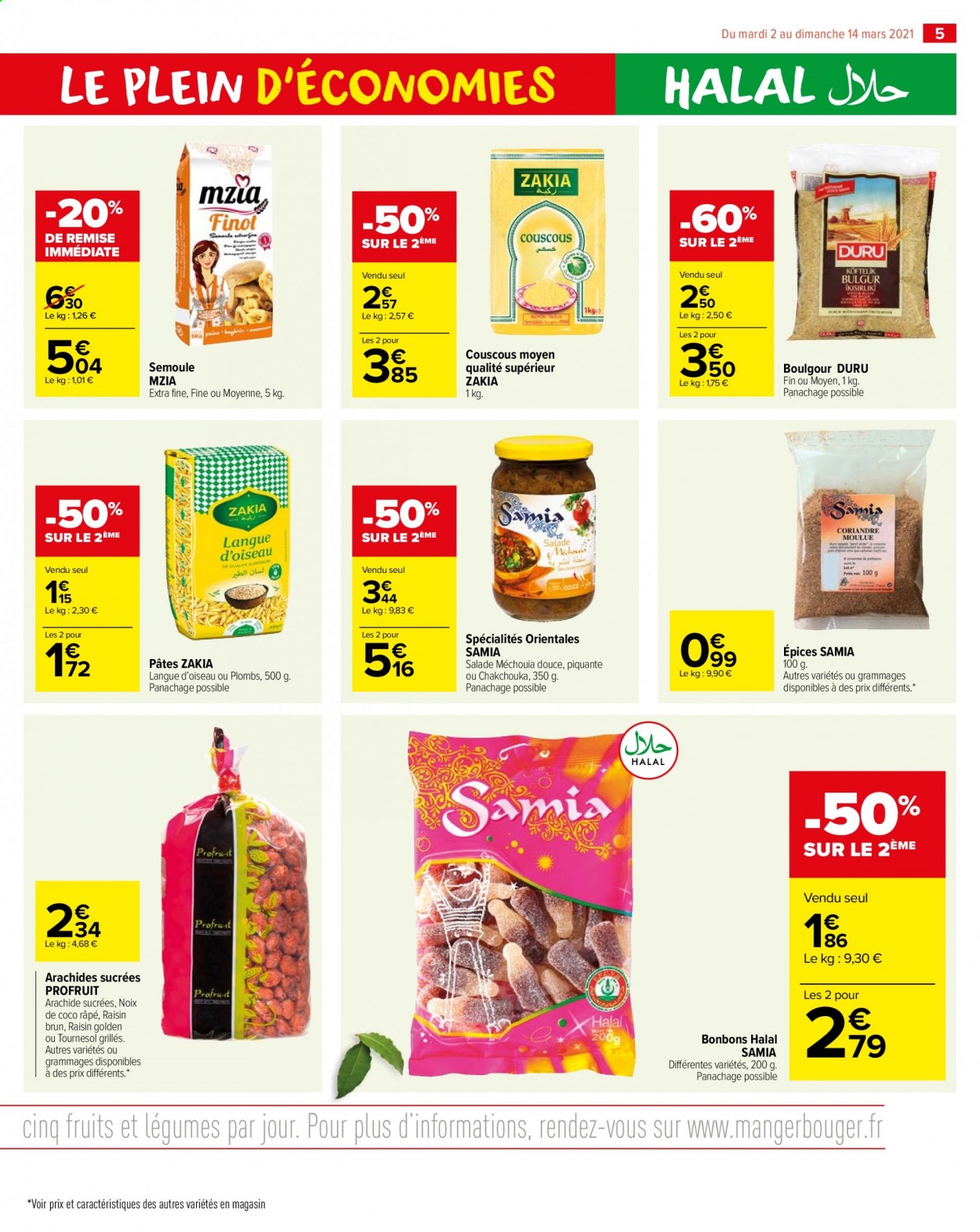 thumbnail - Catalogue Carrefour Market - 02/03/2021 - 14/03/2021 - Produits soldés - noix de coco, salade, bonbons, couscous. Page 5.