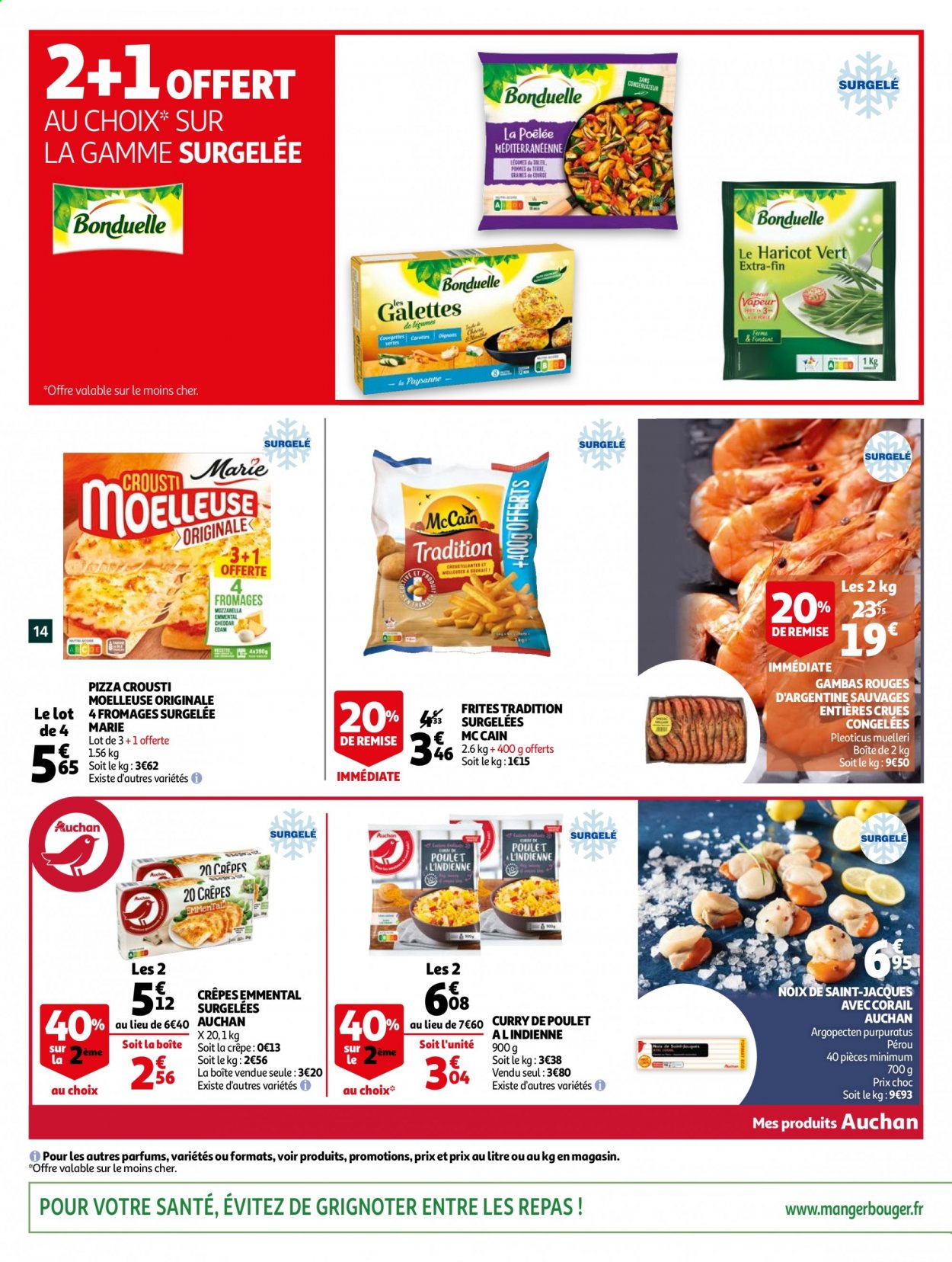 thumbnail - Catalogue Auchan - 03/03/2021 - 09/03/2021 - Produits soldés - crêpes, pizza, McCain, frites, curry. Page 14.