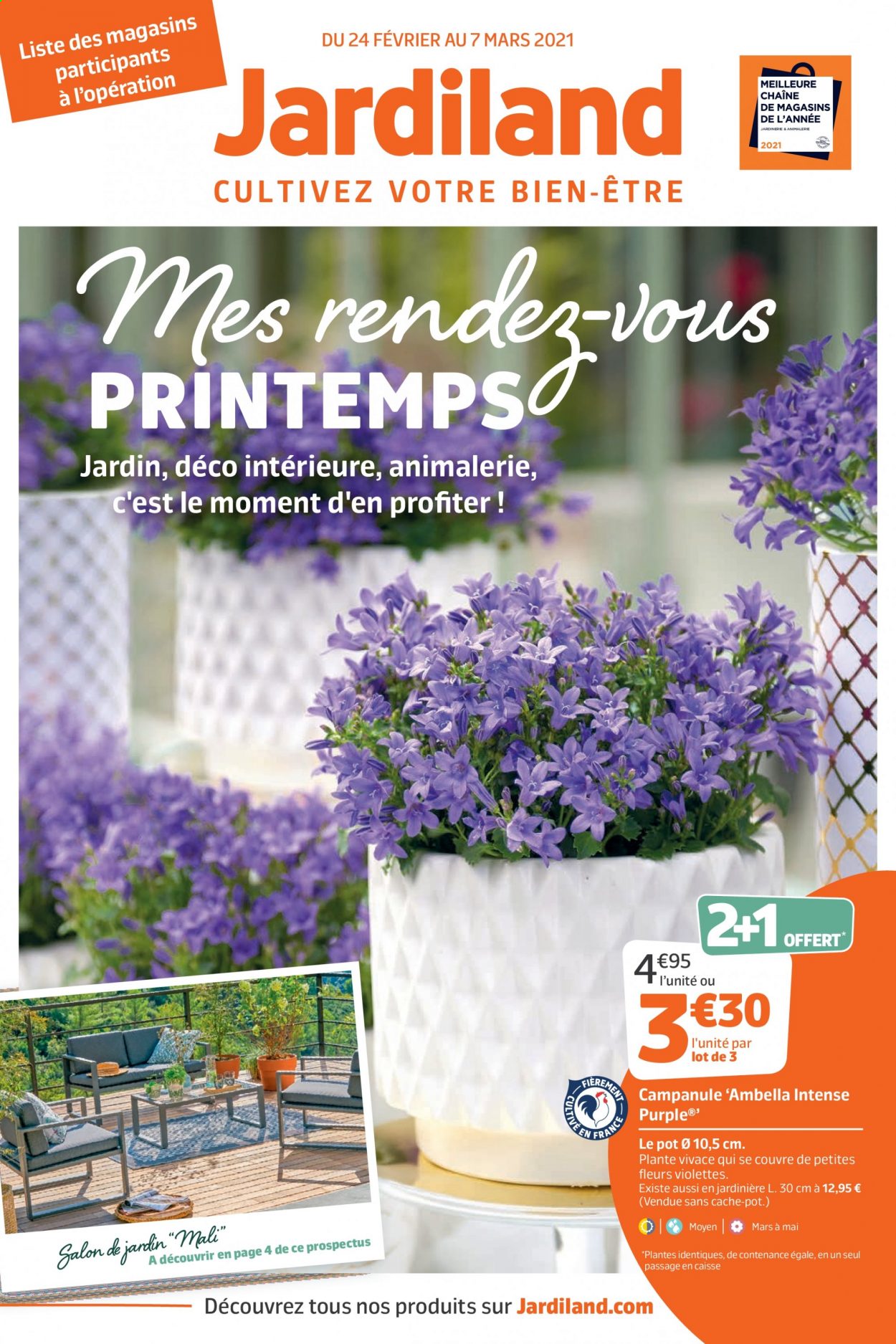 thumbnail - Catalogue Jardiland - 24/02/2021 - 07/03/2021 - Produits soldés - pot de fleurs, fleur, jardinière. Page 1.