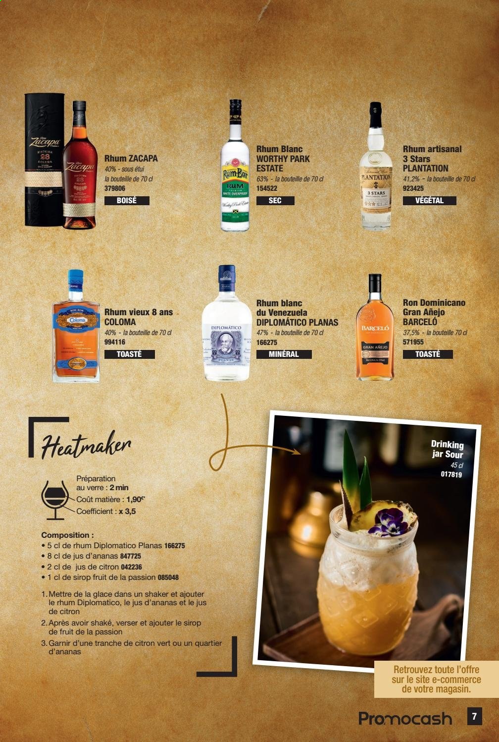 thumbnail - Catalogue Promocash - Produits soldés - alcool, Diplomatico, Ron Zacapa, verre. Page 7.