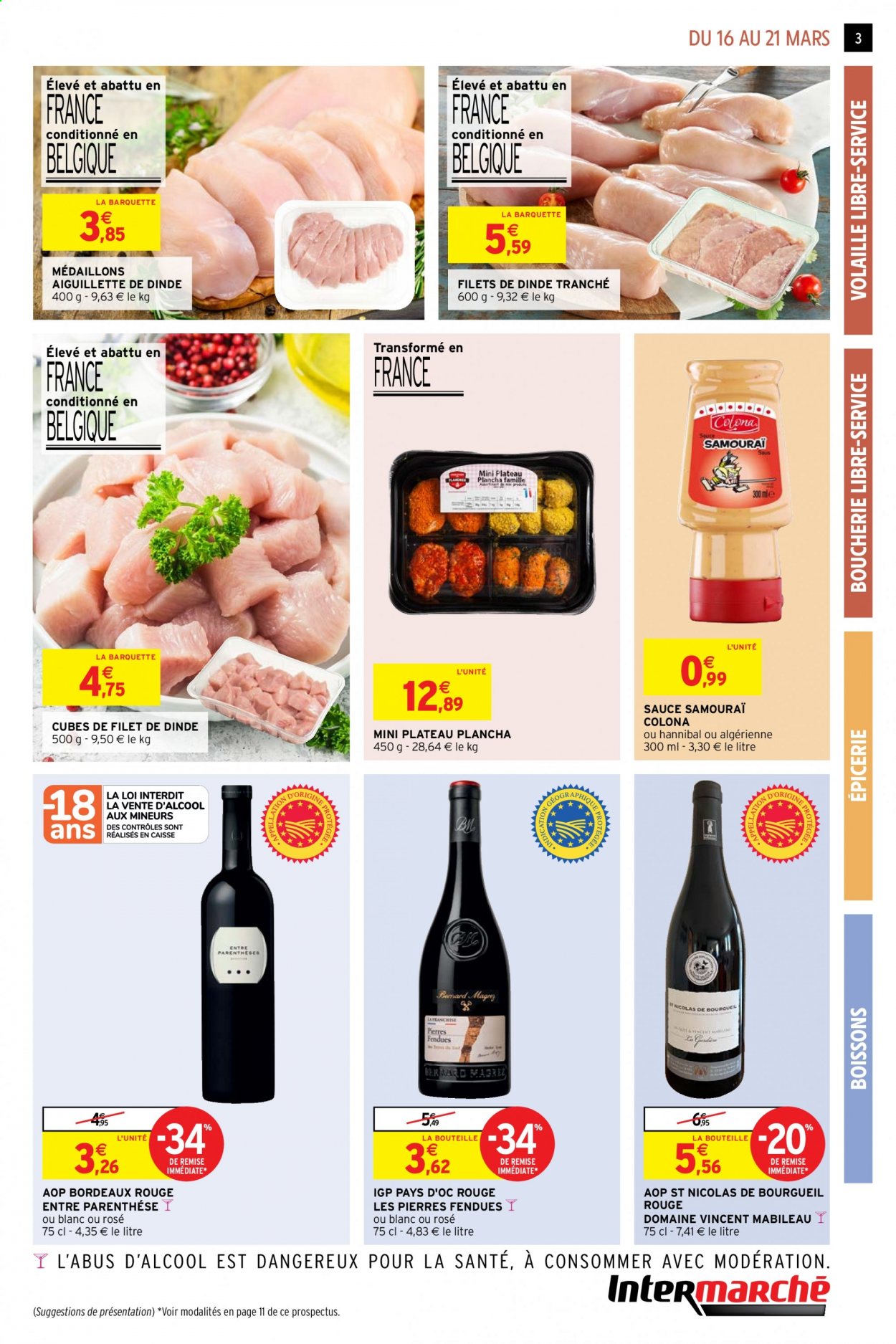 thumbnail - Catalogue Intermarché Hyper - 16/03/2021 - 21/03/2021 - Produits soldés - viande de dinde, Bordeaux, vin rouge, plancha. Page 3.