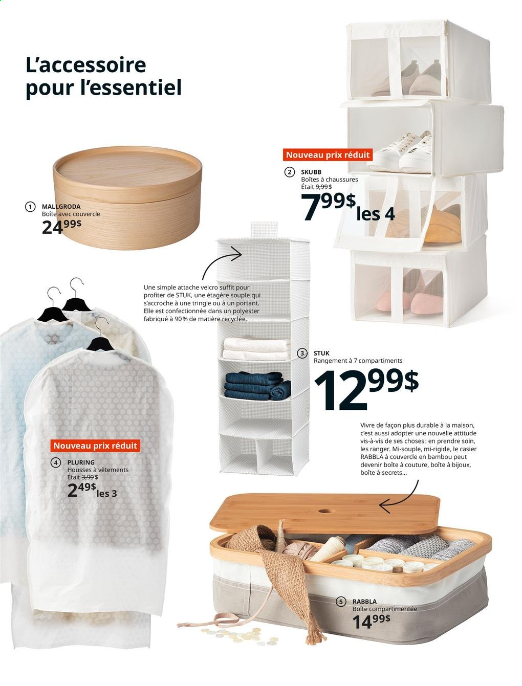 thumbnail - Catalogue IKEA - Produits soldés - boîte à chaussures, housse, portant. Page 18.