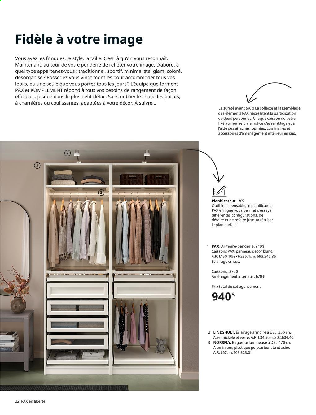 thumbnail - Catalogue IKEA - Produits soldés - armoire, verre, caisson, armoire-penderie, luminaire. Page 22.