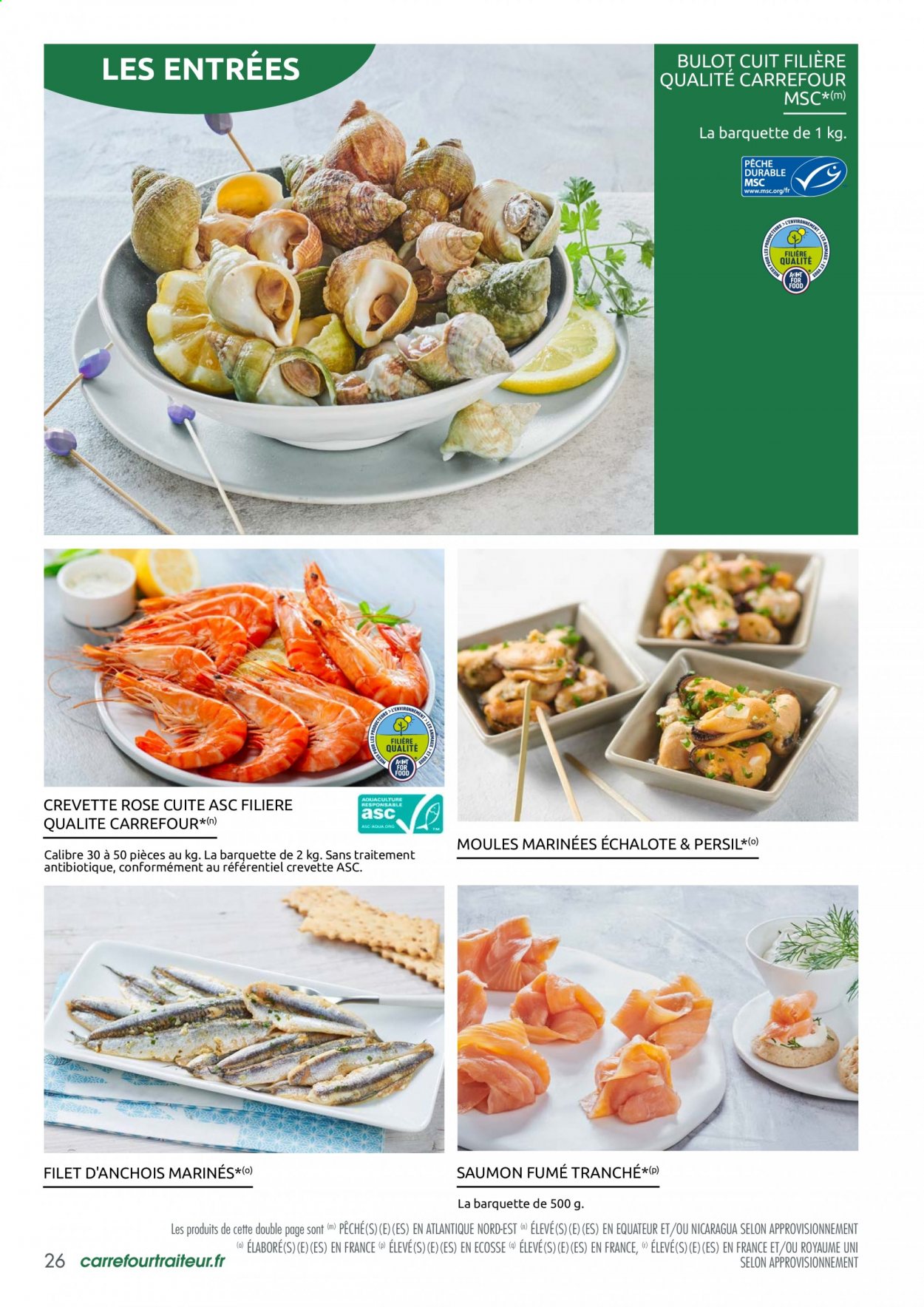 thumbnail - Catalogue Carrefour Hypermarchés - Produits soldés - saumon, bulot, crevettes, moules, crevette rosé, saumon fumé, anchois, persil, Persil. Page 26.