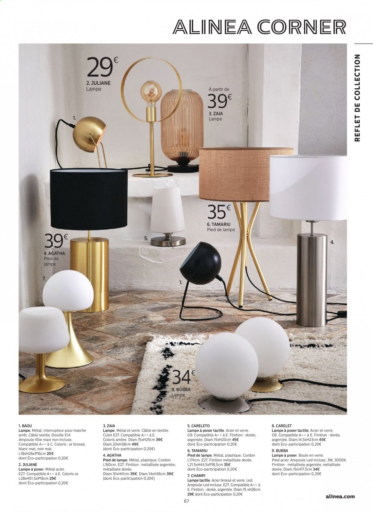 thumbnail - Catalogue alinea - Produits soldés - verre, ampoule LED. Page 67.
