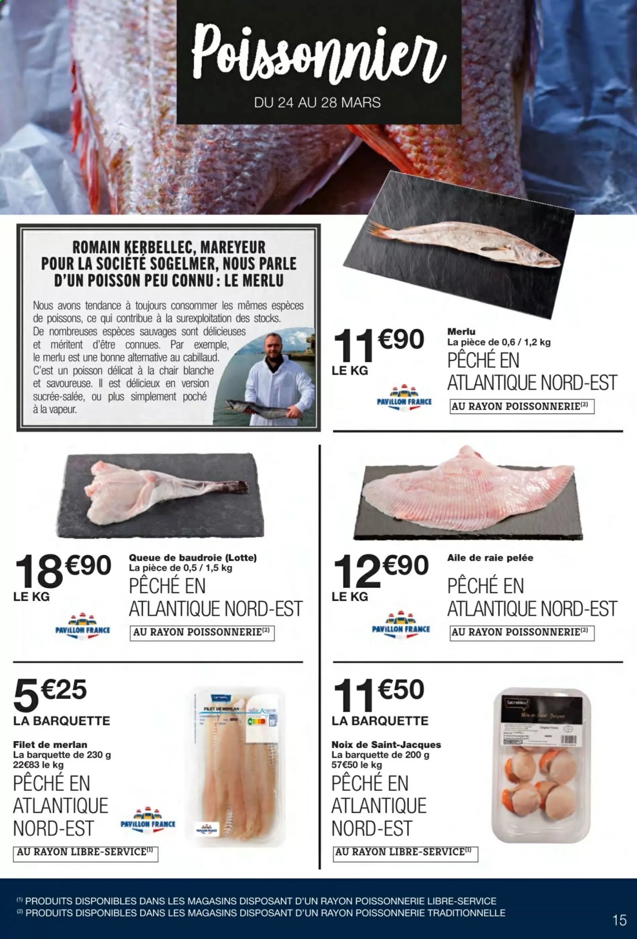 thumbnail - Catalogue Monoprix - 24/03/2021 - 05/04/2021 - Produits soldés - cabillaud, baudroie, filet de merlan, raie, lotte. Page 15.