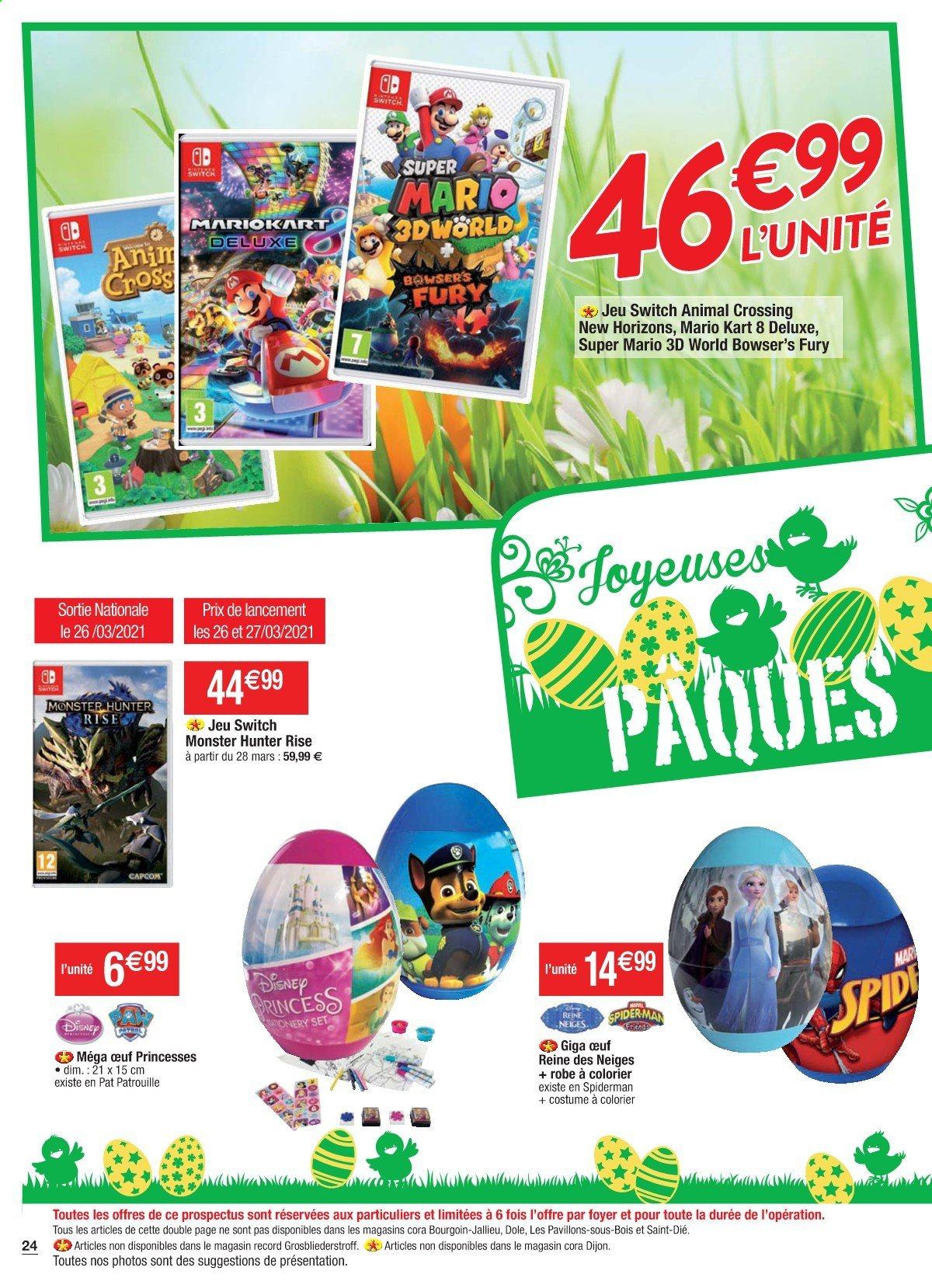 thumbnail - Catalogue Cora - 23/03/2021 - 03/04/2021 - Produits soldés - Disney, jeu, Monster, Spiderman, costume, robe. Page 24.