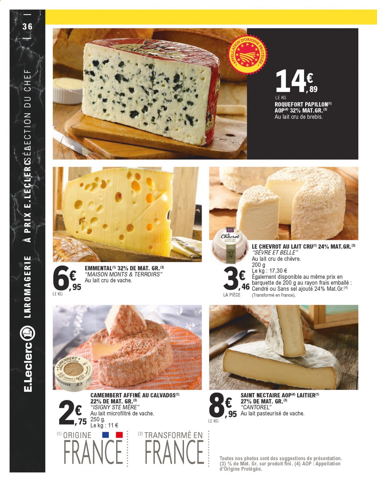 thumbnail - Catalogue E.Leclerc - 23/03/2021 - 03/04/2021 - Produits soldés - emmental, camembert, fromage, roquefort, maison. Page 36.
