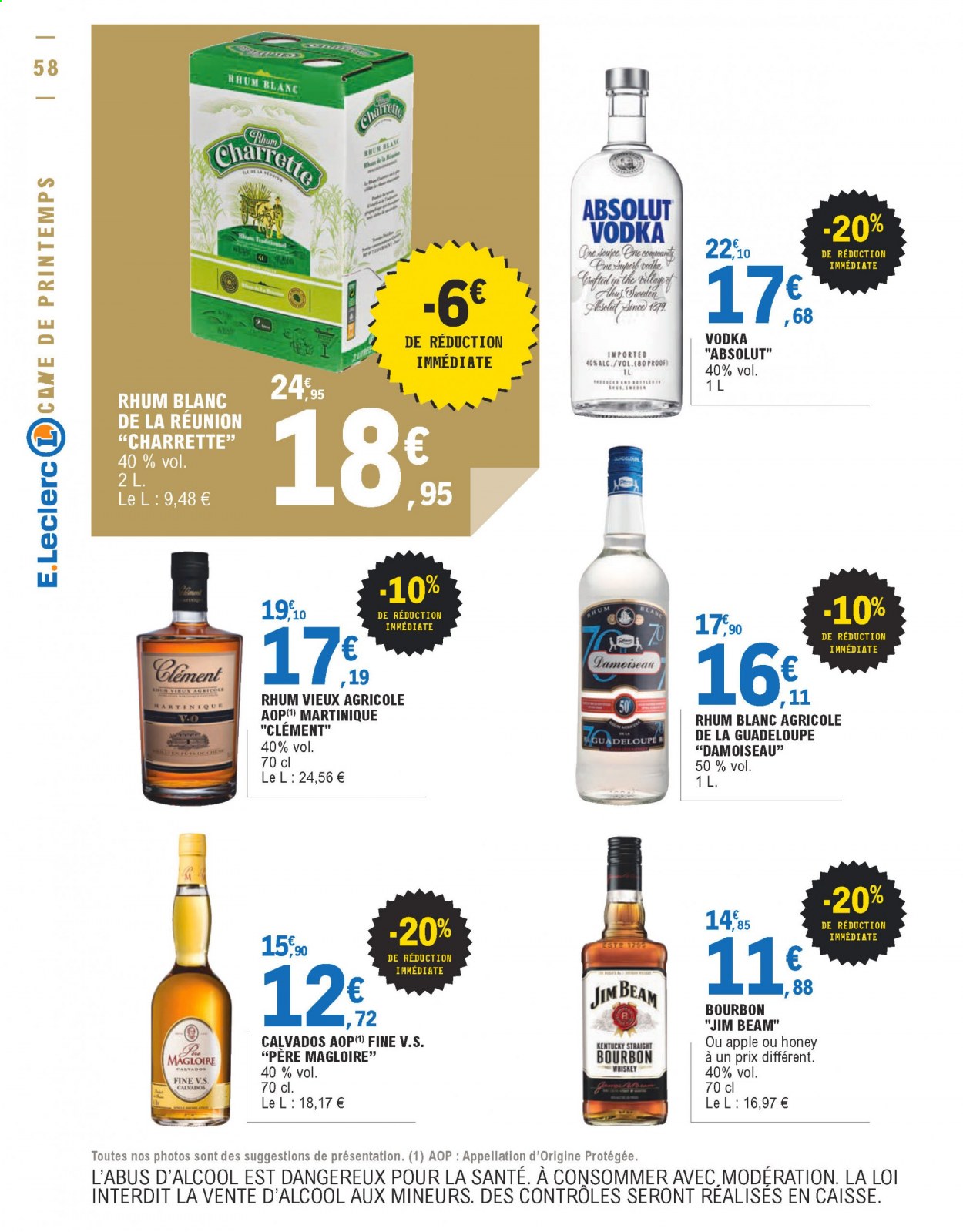 thumbnail - Catalogue E.Leclerc - 23/03/2021 - 03/04/2021 - Produits soldés - soupe, calvados, vodka, whisky, rhum, rhum blanc, Apple. Page 58.