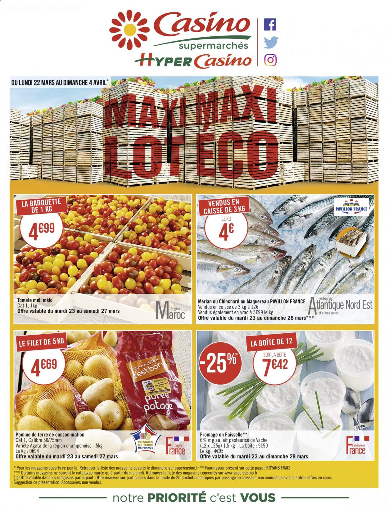 thumbnail - Catalogue Géant Casino - 22/03/2021 - 04/04/2021 - Produits soldés - pommes de terre, maquereau, fromage. Page 1.