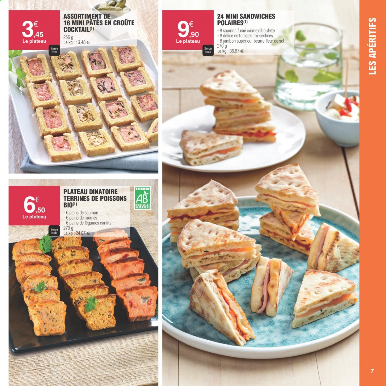 thumbnail - Catalogue E.Leclerc - Produits soldés - ciboulette, saumon, moules, jambon, terrine, saumon fumé, beurre. Page 7.