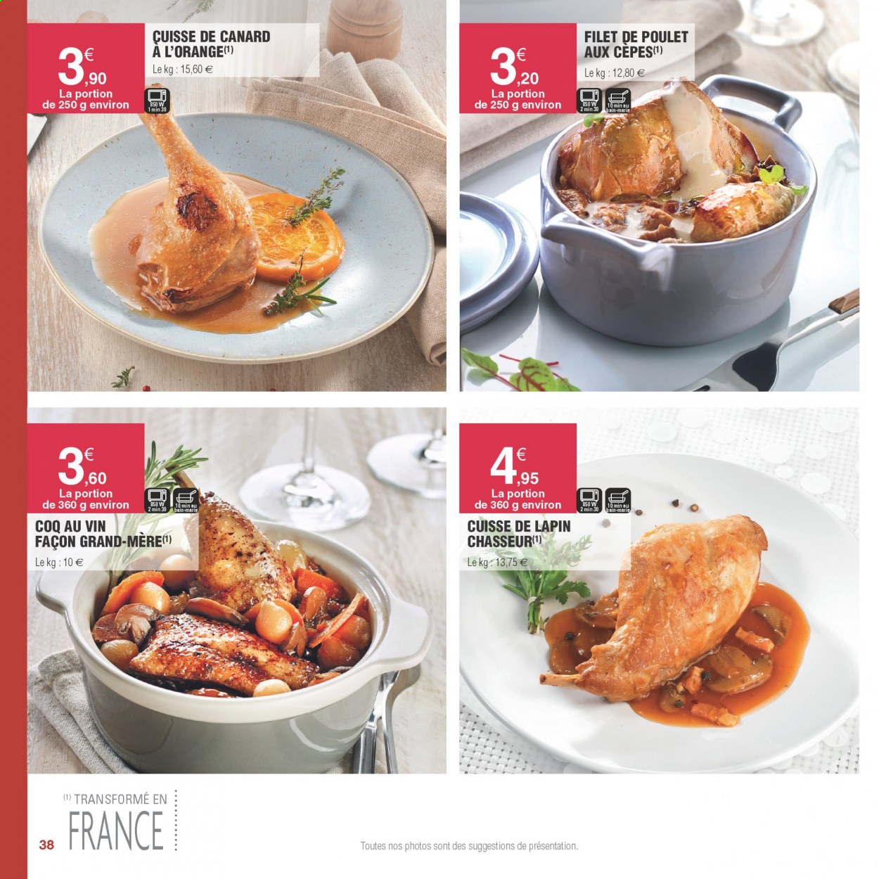 thumbnail - Catalogue E.Leclerc - Produits soldés - filet de poulet, cuisse de canard. Page 38.
