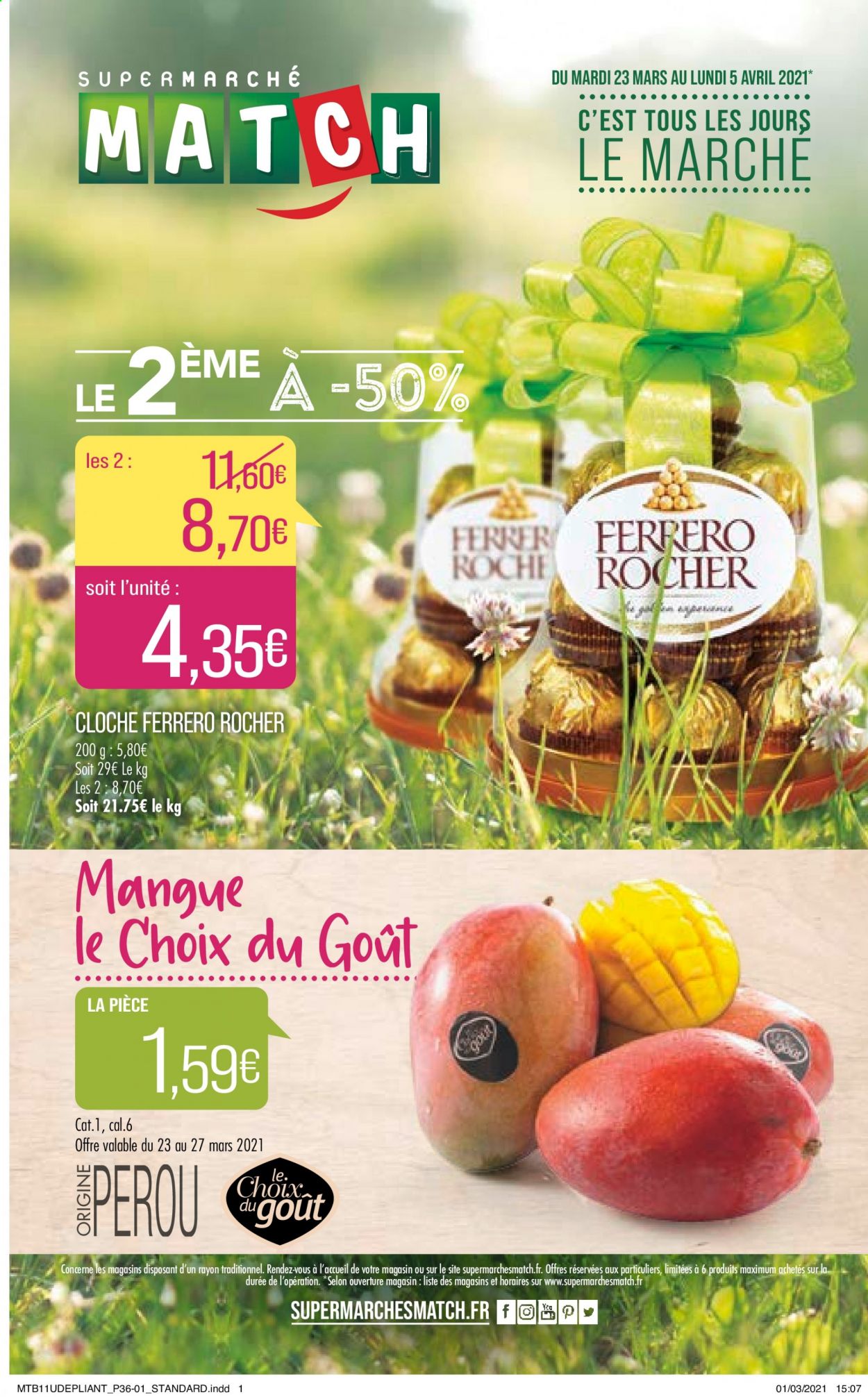 thumbnail - Catalogue Supermarché Match - 23/03/2021 - 05/04/2021 - Produits soldés - mangue, Ferrero Rocher. Page 1.