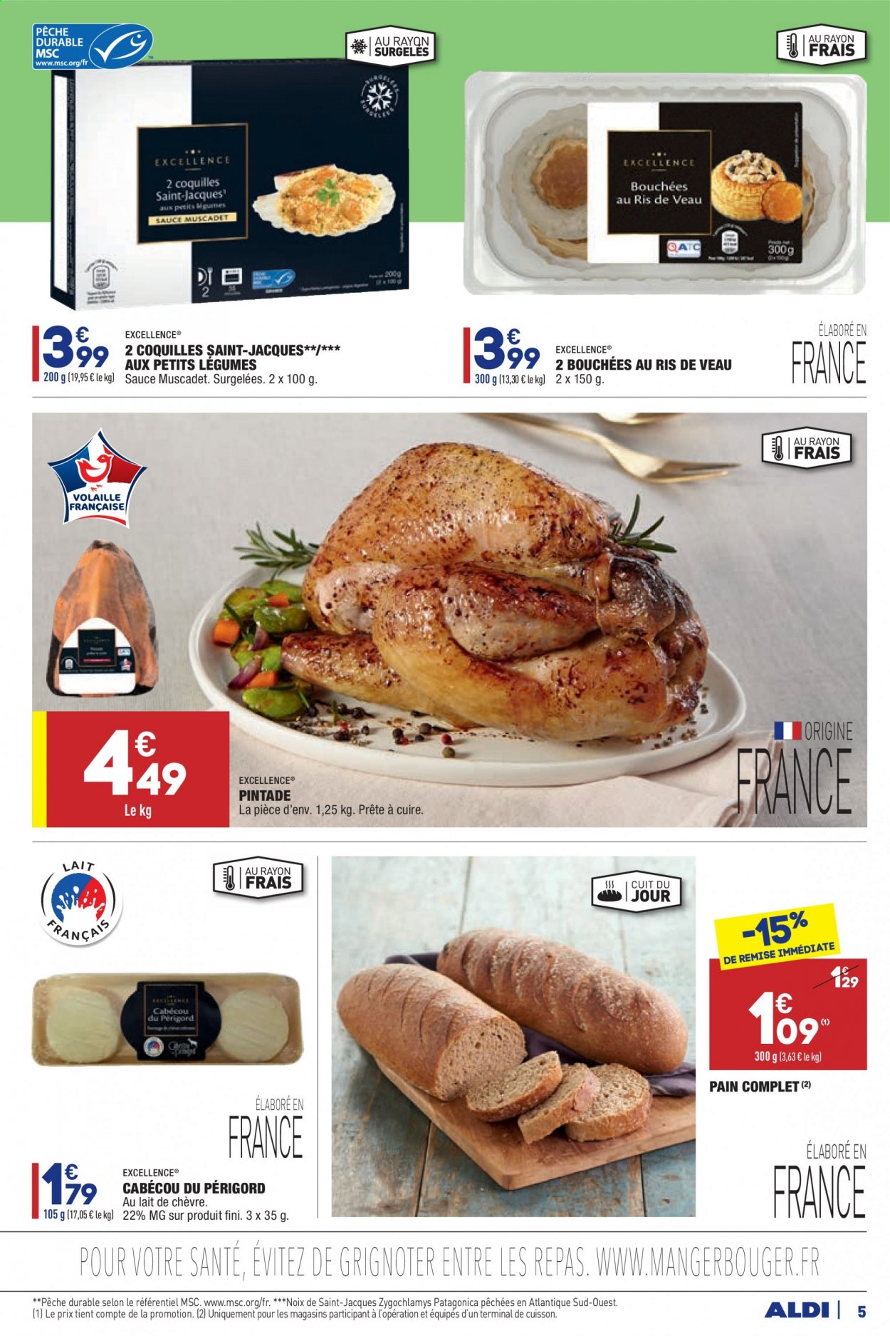thumbnail - Catalogue ALDI - 30/03/2021 - 04/04/2021 - Produits soldés - bouchées, pain, coquilles Saint-Jacques, cabécou. Page 5.