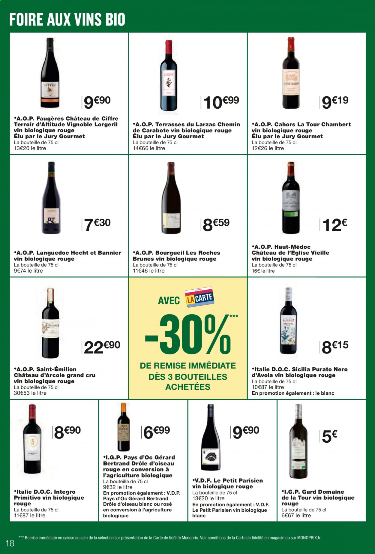 thumbnail - Catalogue Monoprix - 07/04/2021 - 18/04/2021 - Produits soldés - Bordeaux, vin rouge, Pinot Gris, vin, Cabernet Sauvignon. Page 18.