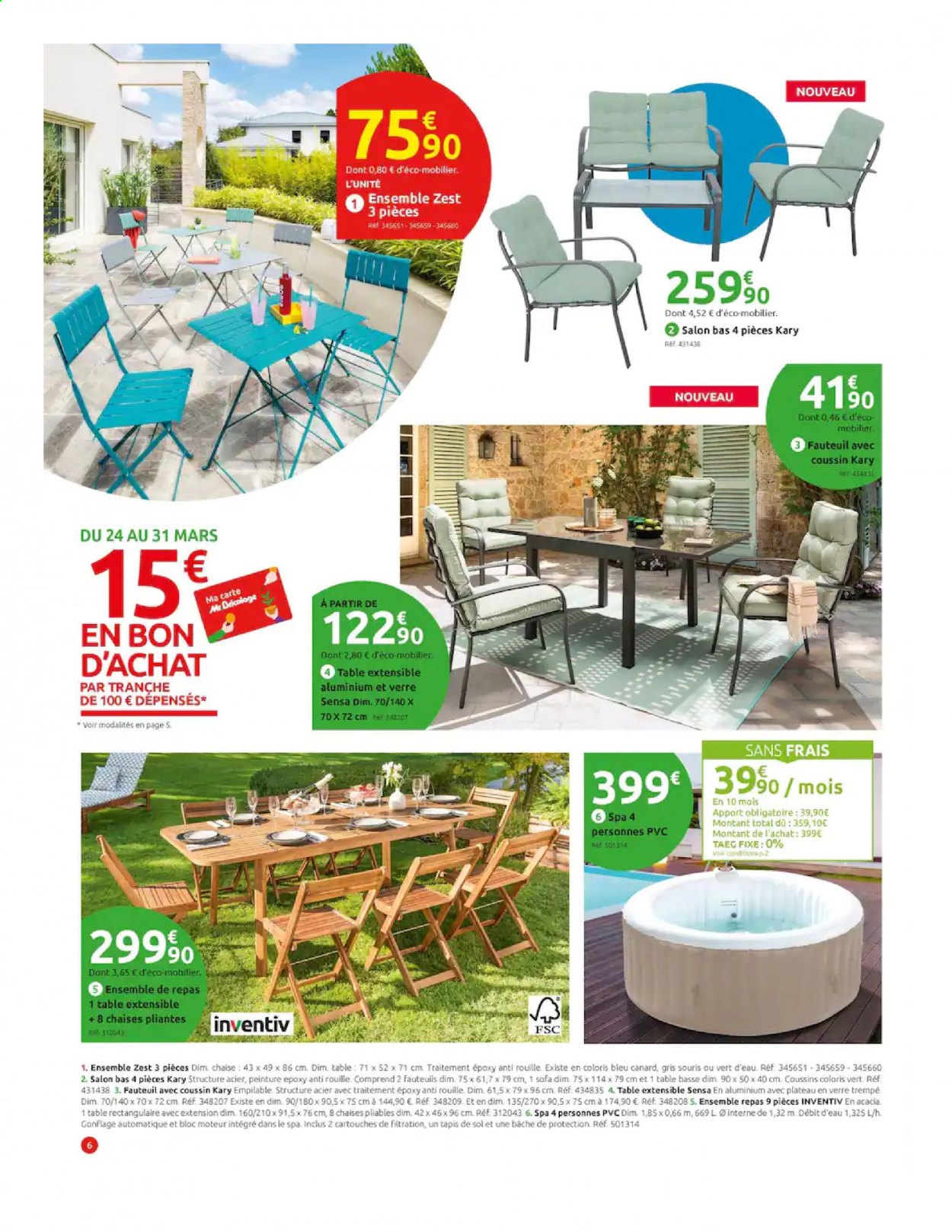 thumbnail - Catalogue Mr. Bricolage - 24/03/2021 - 18/04/2021 - Produits soldés - table, chaise, table extensible, fauteuil, table basse. Page 6.