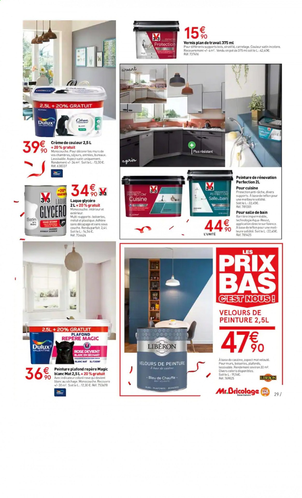 thumbnail - Catalogue Mr. Bricolage - 24/03/2021 - 17/04/2021 - Produits soldés - crème de couleur, Dulux, plan de travail. Page 29.