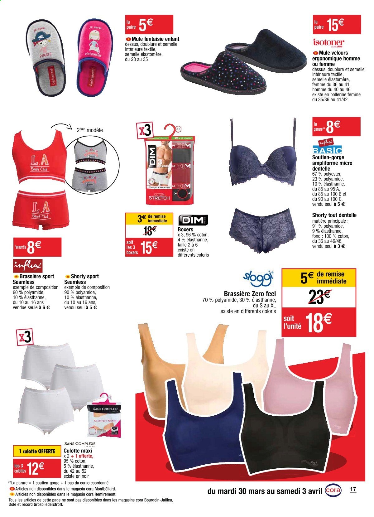 thumbnail - Catalogue Cora - 30/03/2021 - 03/04/2021 - Produits soldés - brassière, soutien-gorge, boxers, culotte. Page 17.