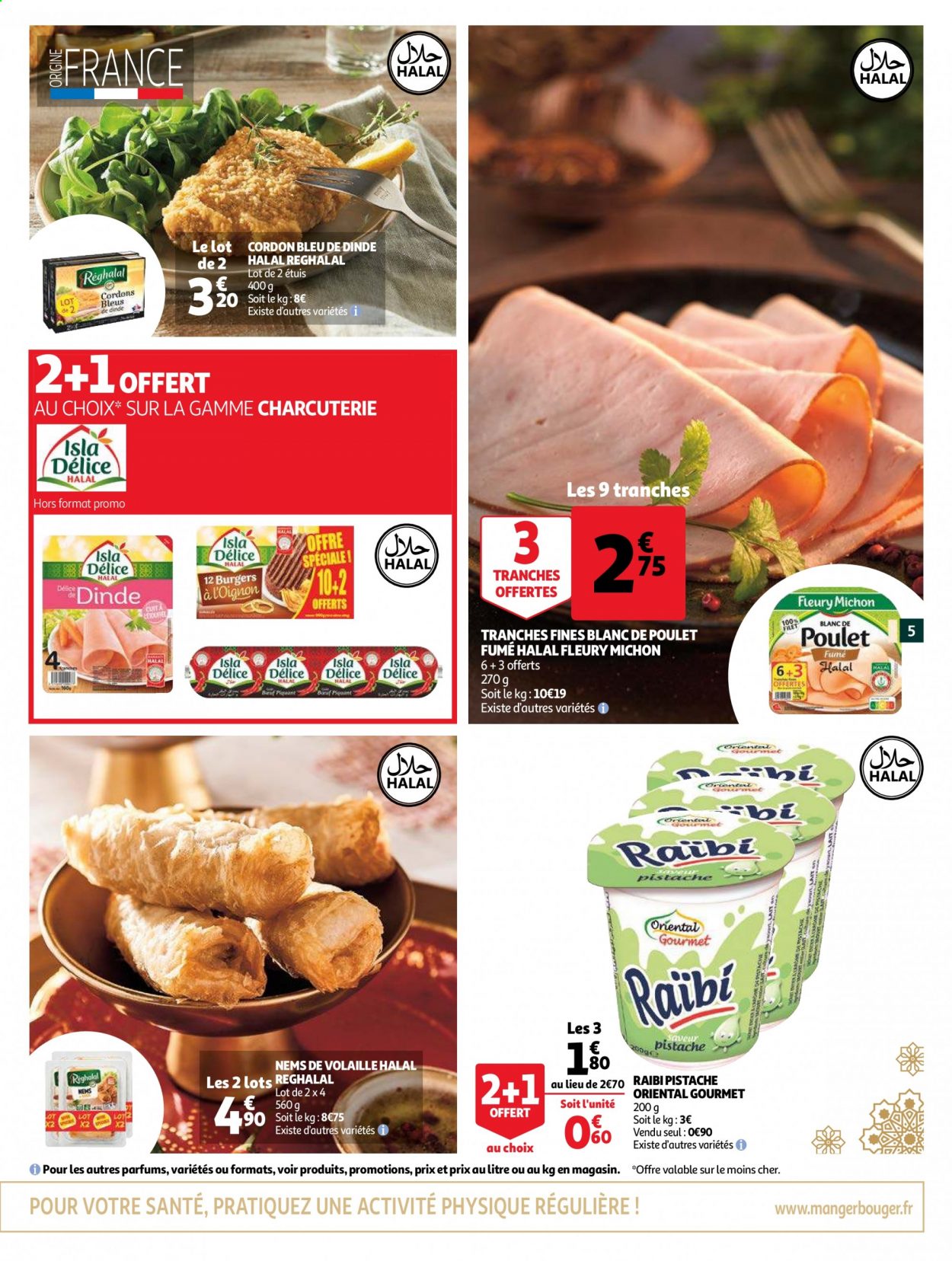 thumbnail - Catalogue Auchan - 31/03/2021 - 30/04/2021 - Produits soldés - cordon bleu, Fleury Michon, nems, blanc de poulet, lait, pistache. Page 5.