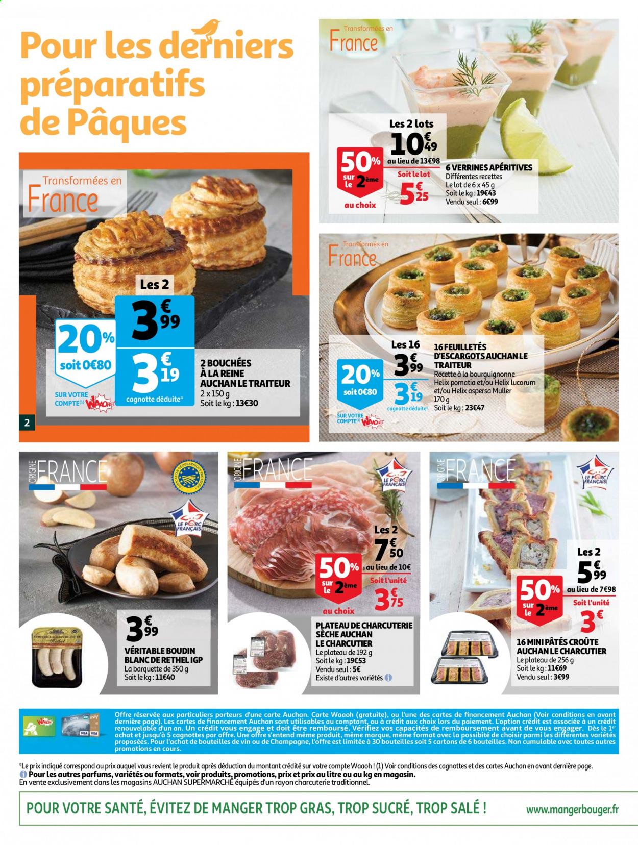 thumbnail - Catalogue Auchan - 31/03/2021 - 05/04/2021 - Produits soldés - bouchées, boudin de viande, boudin blanc, pâtes. Page 2.