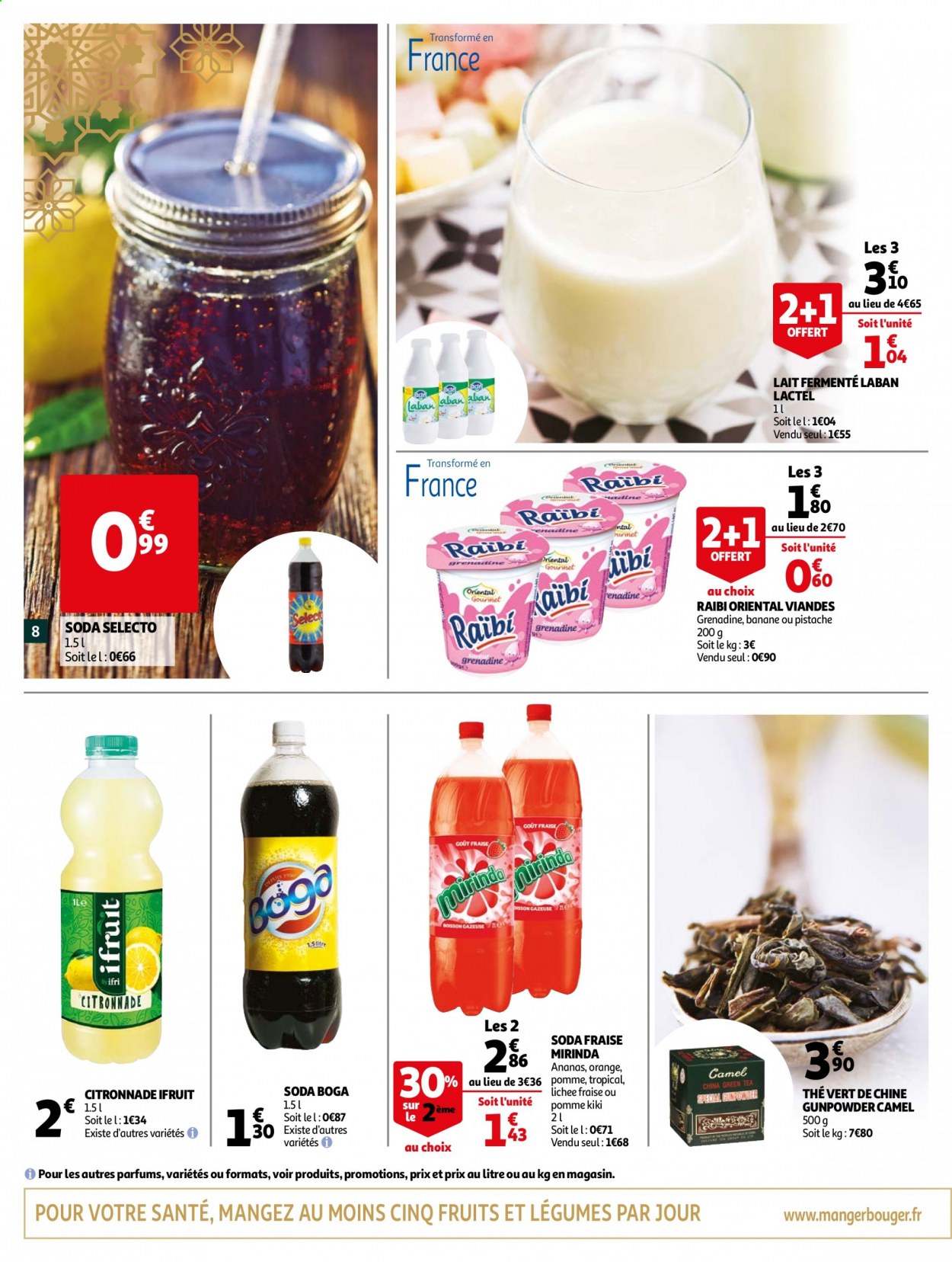 thumbnail - Catalogue Auchan - 31/03/2021 - 30/04/2021 - Produits soldés - bananes, Lactel, lait, soda, citronnade, thé, thé vert. Page 8.