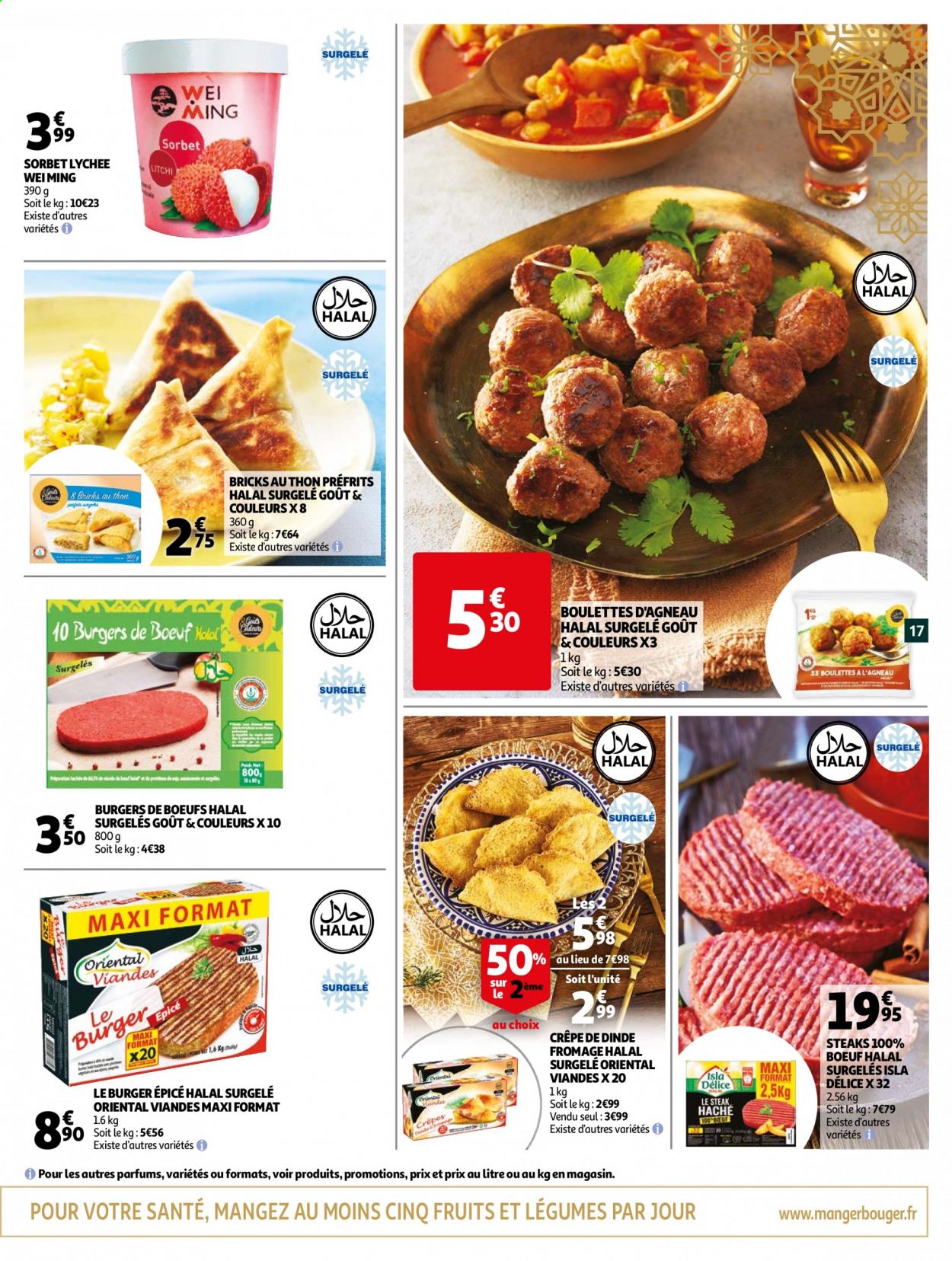 thumbnail - Catalogue Auchan - 31/03/2021 - 30/04/2021 - Produits soldés - steak, fromage, sorbet. Page 17.