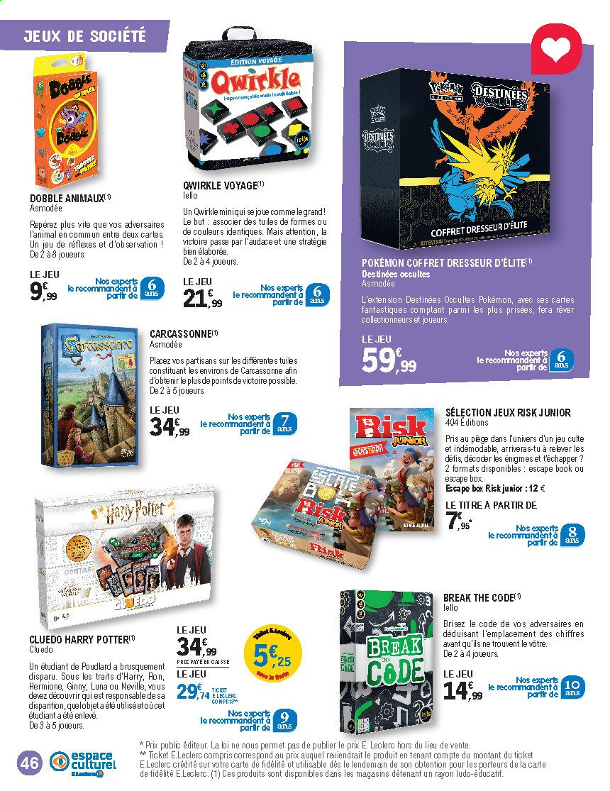 thumbnail - Catalogue E.Leclerc - 30/03/2021 - 29/05/2021 - Produits soldés - Pokémon, tuiles, coffret, Dobble, Cluedo. Page 46.