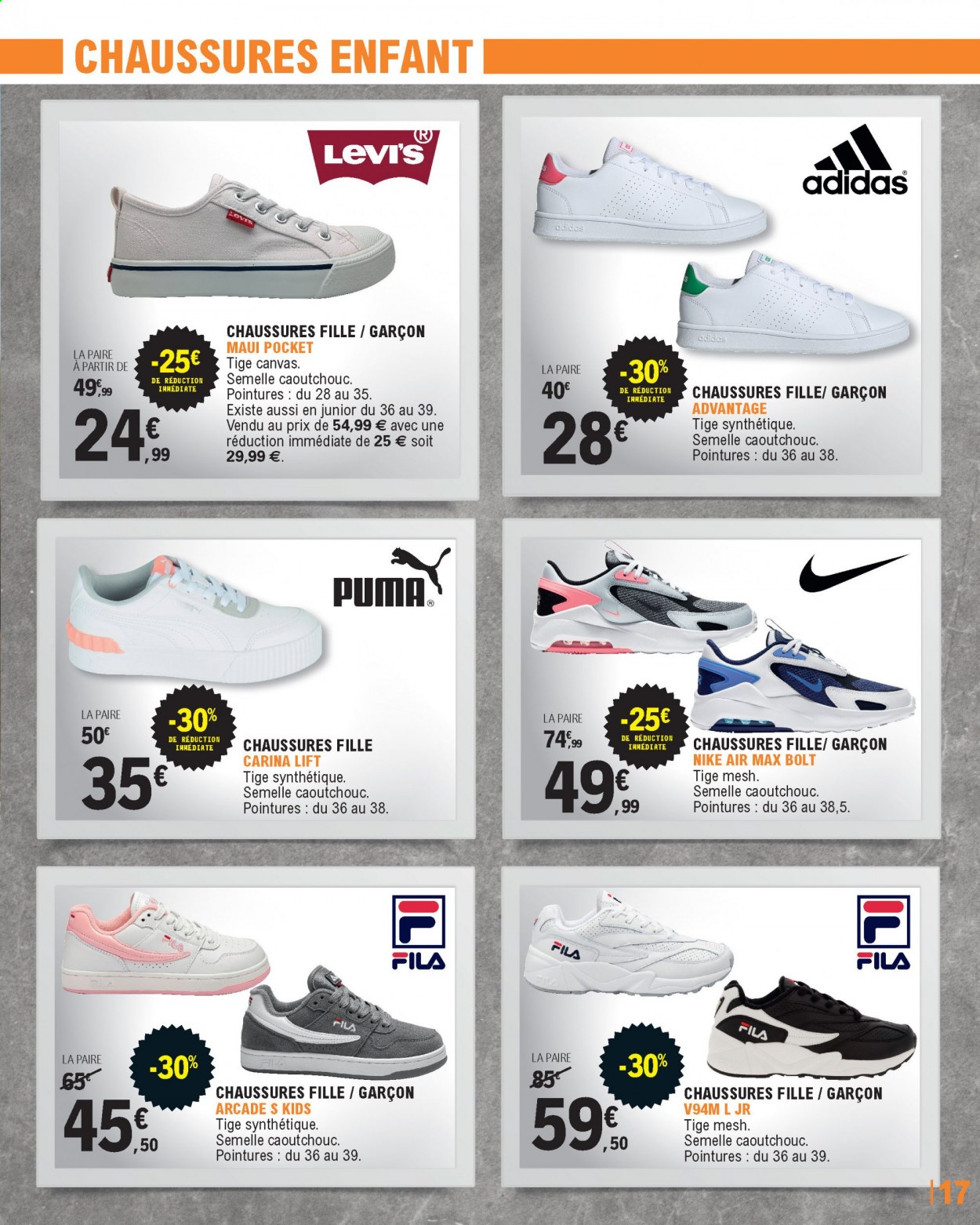 thumbnail - Catalogue E.Leclerc - 30/03/2021 - 17/04/2021 - Produits soldés - Adidas, Fila, Puma, Nike. Page 17.