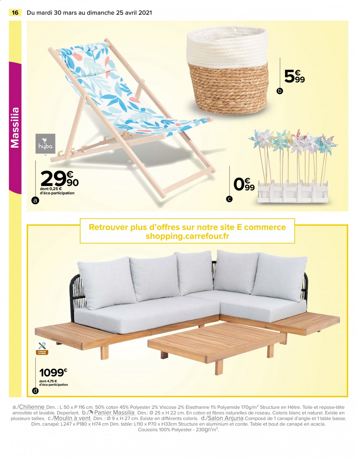 thumbnail - Catalogue Carrefour Hypermarchés - 30/03/2021 - 26/04/2021 - Produits soldés - table, panier, bout de canapé, table basse. Page 16.