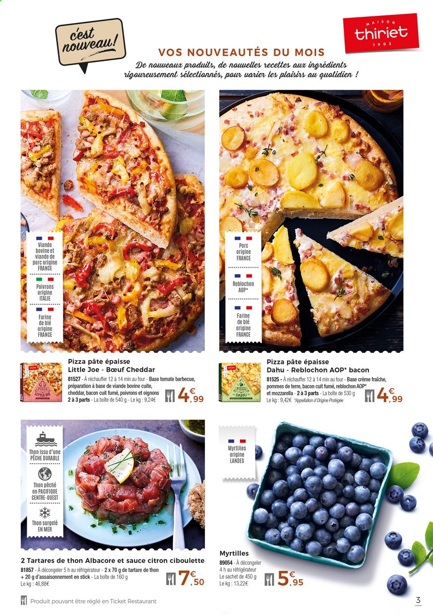 thumbnail - Catalogue Thiriet - 01/04/2021 - 27/04/2021 - Produits soldés - myrtille, ciboulette, oignons, pommes de terre, pizza, tartare de thon, bacon, Reblochon, crème fraîche. Page 3.