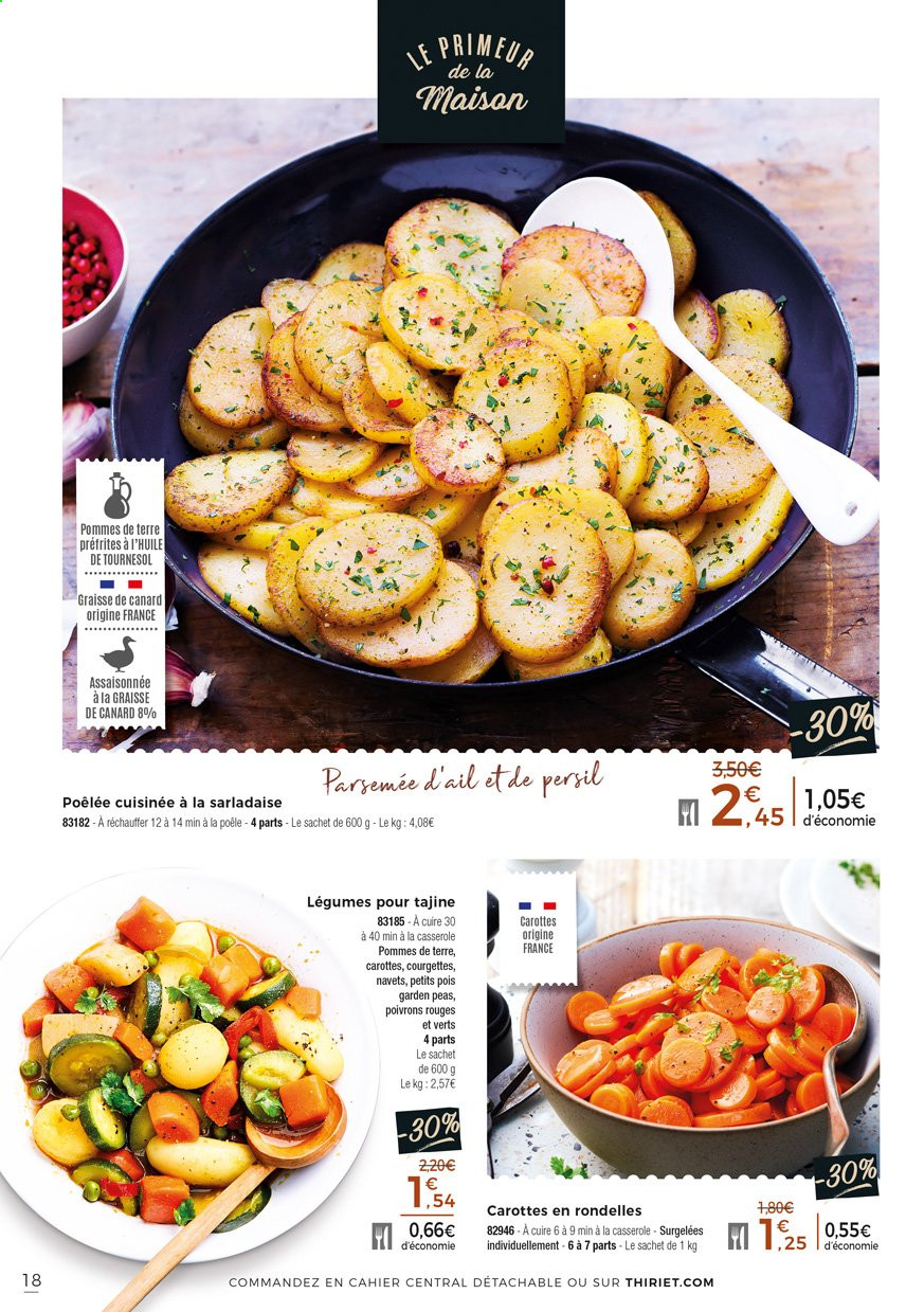 thumbnail - Catalogue Thiriet - 01/04/2021 - 27/04/2021 - Produits soldés - courgette, poivrons, pommes de terre, graisse de canard, petit pois. Page 18.