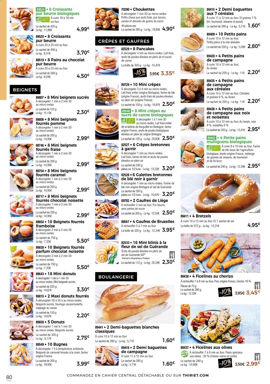 thumbnail - Catalogue Thiriet - 01/04/2021 - 27/04/2021 - Produits soldés - croissant, baguette, galettes, pain, beignets, pain au chocolat, crêpes, gaufres, donut, blini, lait, olives noires. Page 82.