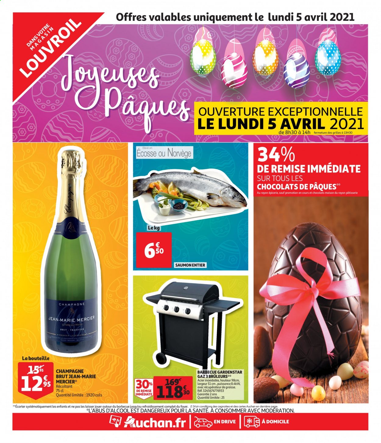 thumbnail - Catalogue Auchan - 05/04/2021 - 05/04/2021 - Produits soldés - champagne, jeans, maison, barbecue. Page 1.