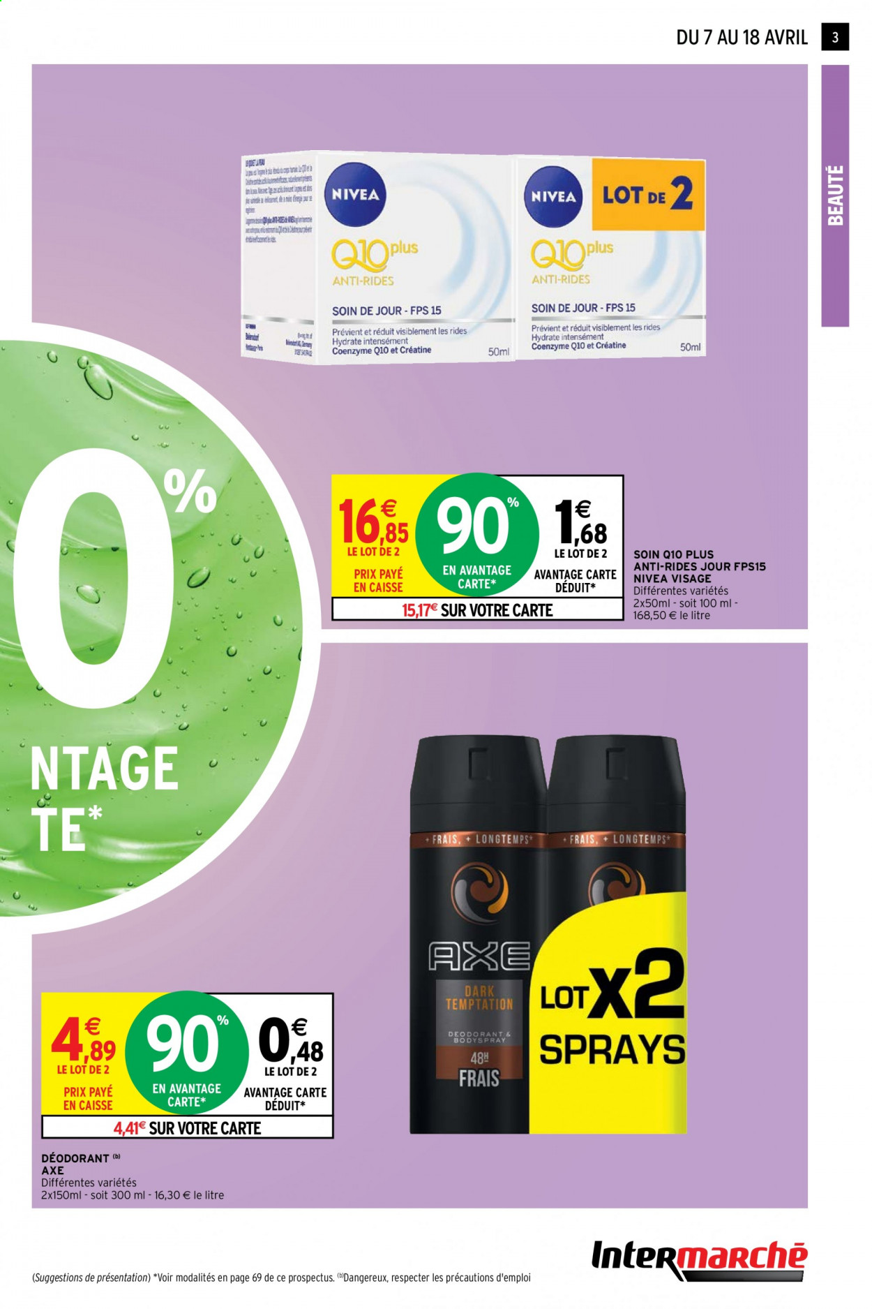 thumbnail - Catalogue Intermarché Super - 07/04/2021 - 18/04/2021 - Produits soldés - Nivea, Axe, déodorant, desodorisant. Page 3.