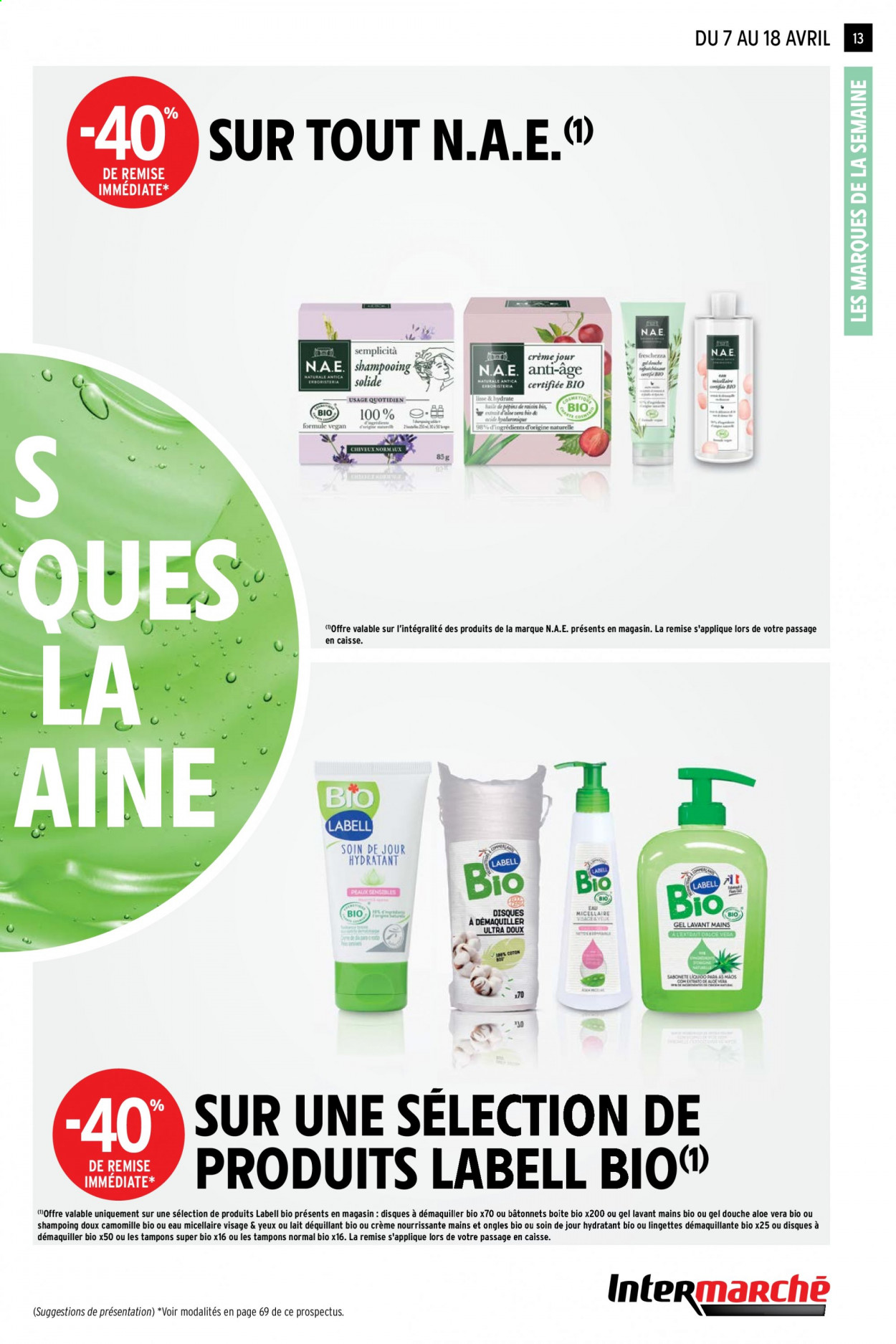 thumbnail - Catalogue Intermarché Super - 07/04/2021 - 18/04/2021 - Produits soldés - lingettes, gel douche, gel lavant, shampooing. Page 13.