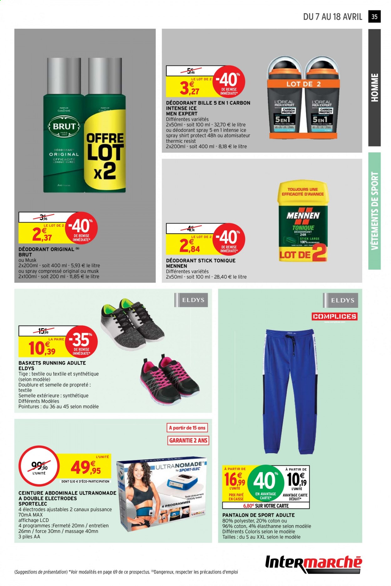 thumbnail - Catalogue Intermarché Super - 07/04/2021 - 18/04/2021 - Produits soldés - basket, déodorant, desodorisant, pile alcaline, pantalon, ceinture. Page 35.