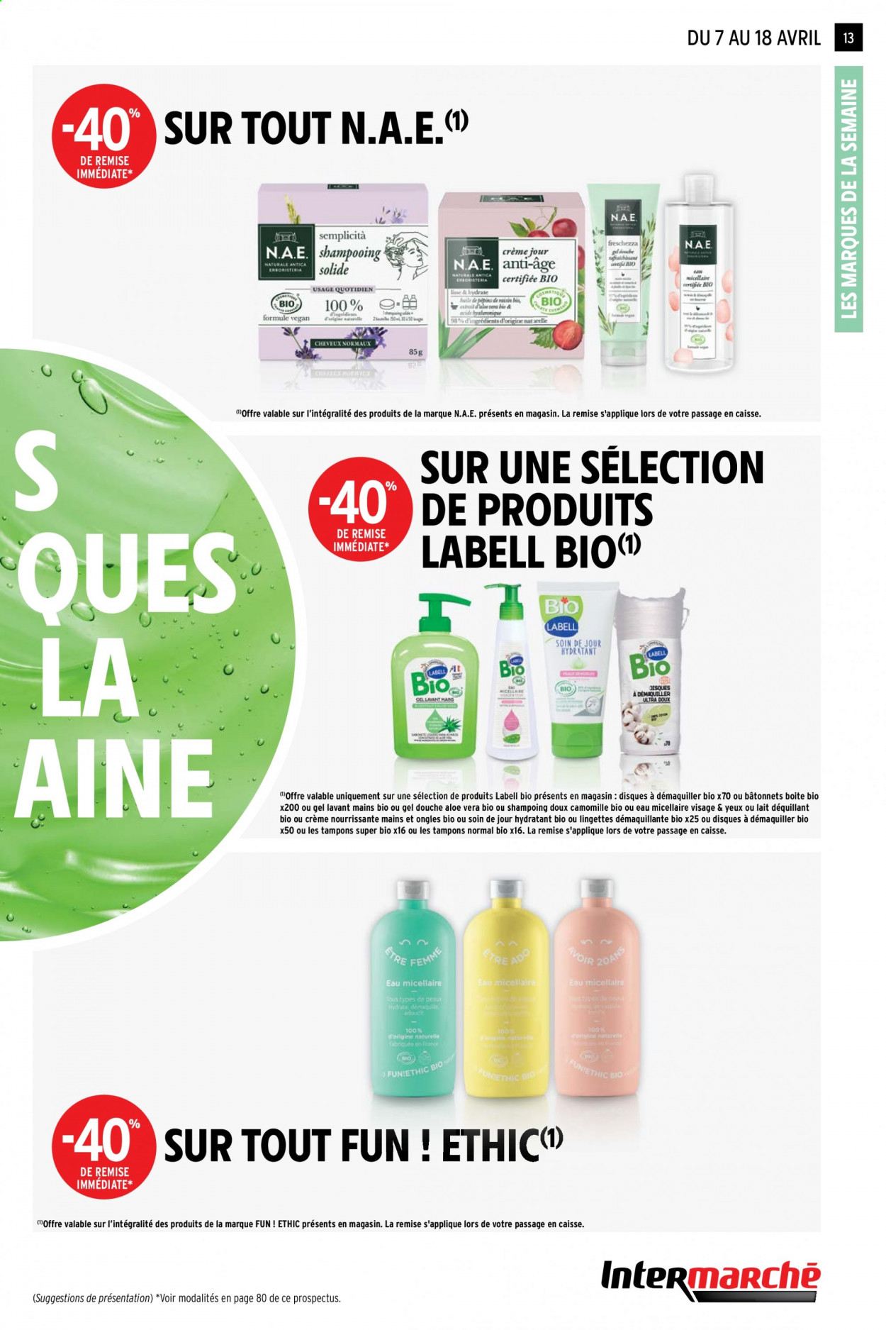 thumbnail - Catalogue Intermarché Hyper - 07/04/2021 - 18/04/2021 - Produits soldés - lingettes, gel douche, gel lavant, shampooing. Page 13.
