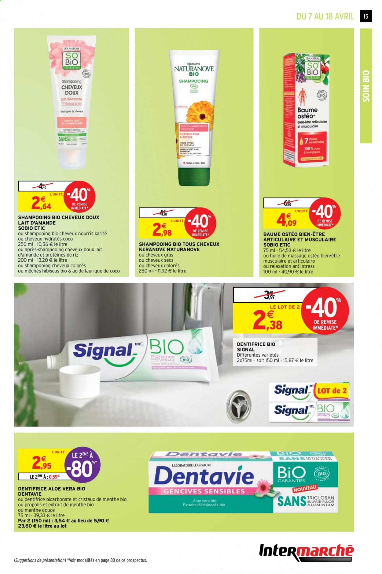 thumbnail - Catalogue Intermarché Hyper - 07/04/2021 - 18/04/2021 - Produits soldés - lait, shampooing, dentifrice, Signal, mèches, hibiscus. Page 15.