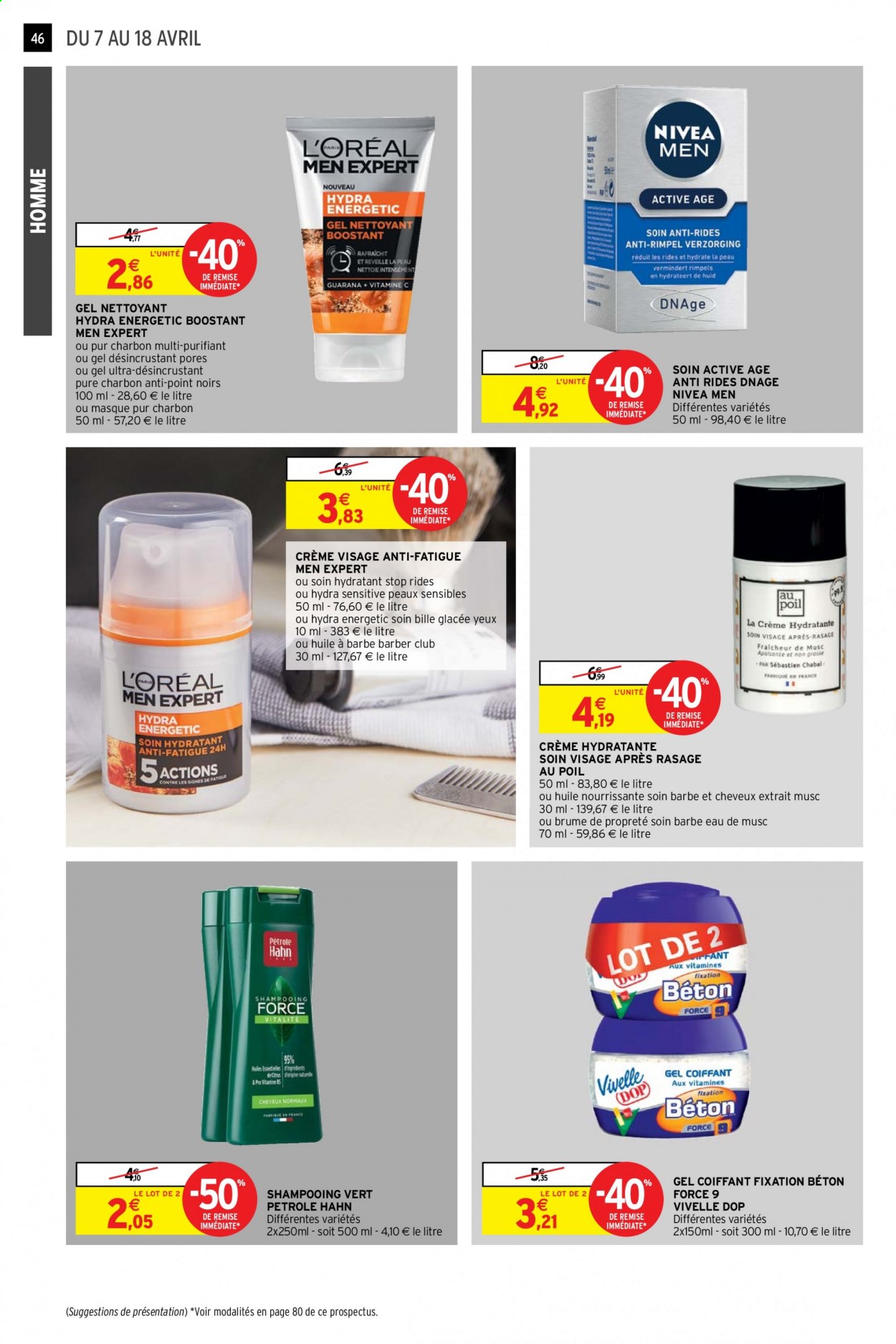 thumbnail - Catalogue Intermarché Hyper - 07/04/2021 - 18/04/2021 - Produits soldés - Nivea, shampooing, crème visage, masque, béton. Page 46.
