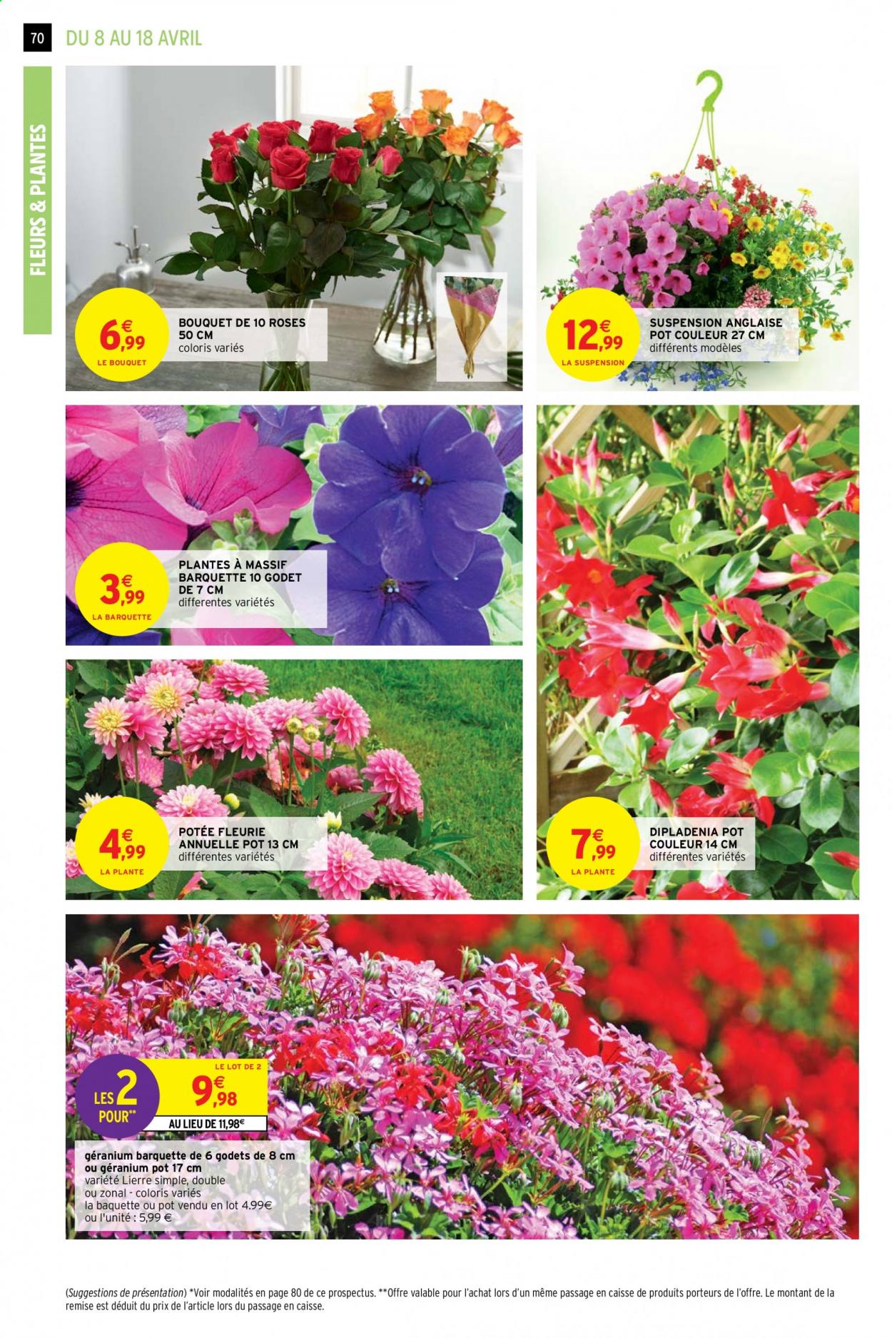 thumbnail - Catalogue Intermarché Hyper - 07/04/2021 - 18/04/2021 - Produits soldés - fleur, plantes vivaces, dipladenia. Page 70.