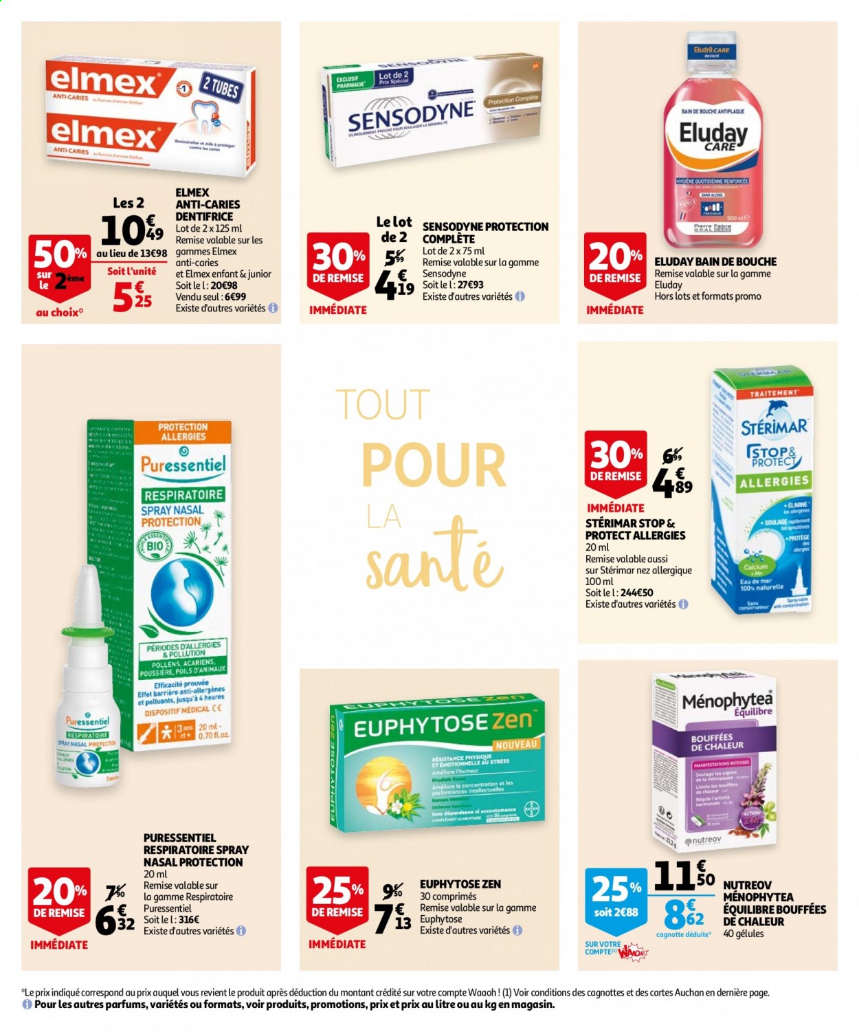 thumbnail - Catalogue Auchan - 07/04/2021 - 27/04/2021 - Produits soldés - Puressentiel, bain de bouche, dentifrice, Elmex, Sensodyne, Stérimar, Euphytose. Page 5.