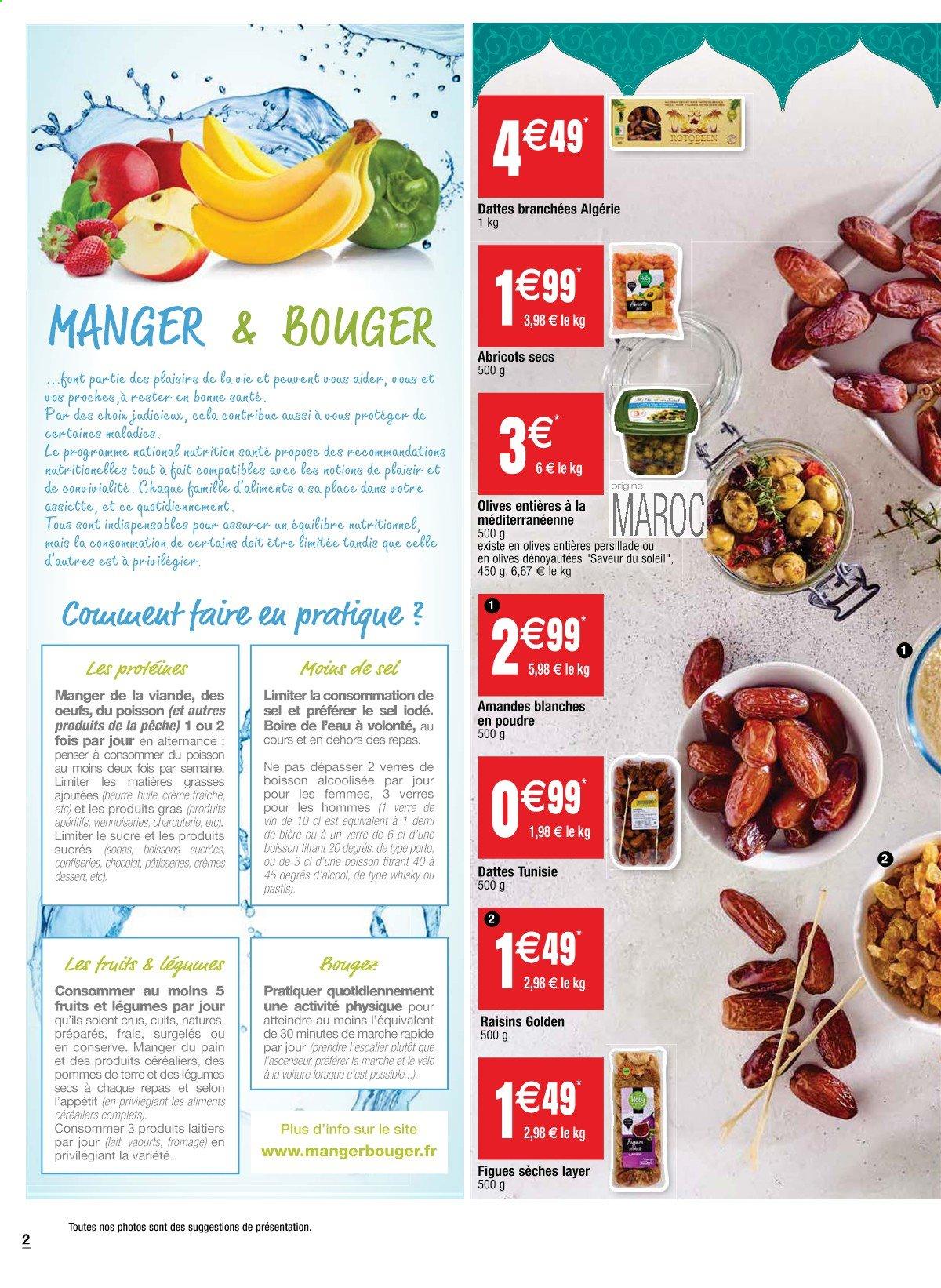 thumbnail - Catalogue Cora - 06/04/2021 - 24/04/2021 - Produits soldés - pommes de terre, yaourt, beurre, crème fraîche, datte, verre. Page 2.