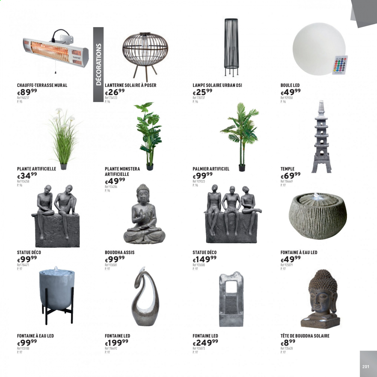 thumbnail - Catalogue Trafic - Produits soldés - bouddha, plante artificielle, lampe, lanterne. Page 201.