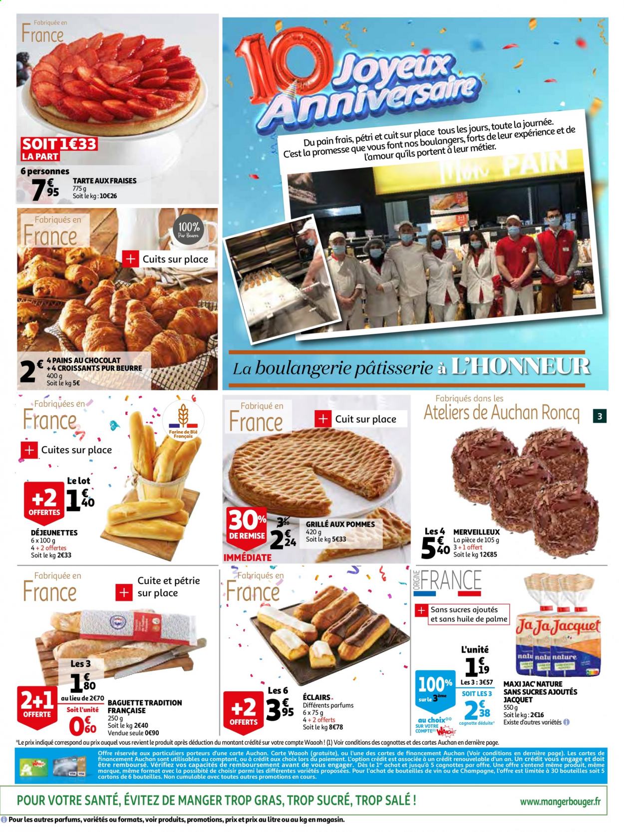 thumbnail - Catalogue Auchan - 06/04/2021 - 13/04/2021 - Produits soldés - tarte, croissant, baguette, éclair, grille aux pommes. Page 3.