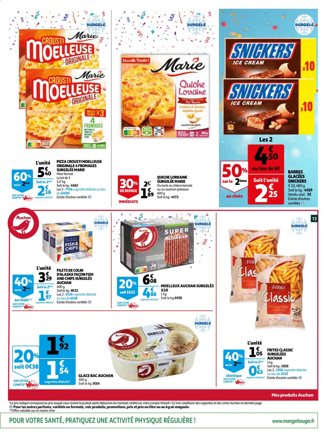 thumbnail - Catalogue Auchan - 06/04/2021 - 13/04/2021 - Produits soldés - tarte, quiche, colin, glace, frites. Page 13.