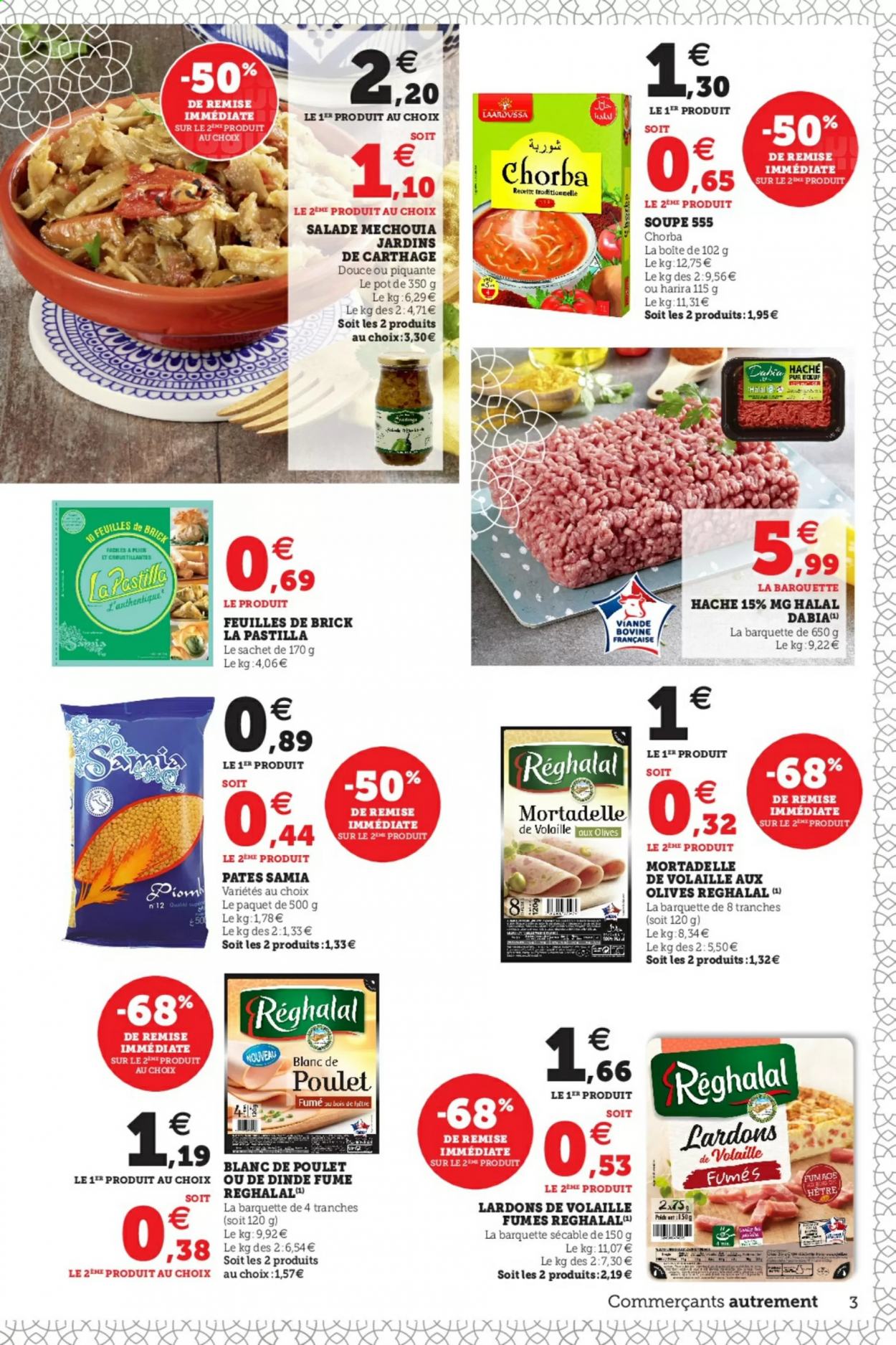thumbnail - Catalogue U express - 07/04/2021 - 08/05/2021 - Produits soldés - salade, blanc de poulet, lardons, mortadella, pâtes. Page 3.