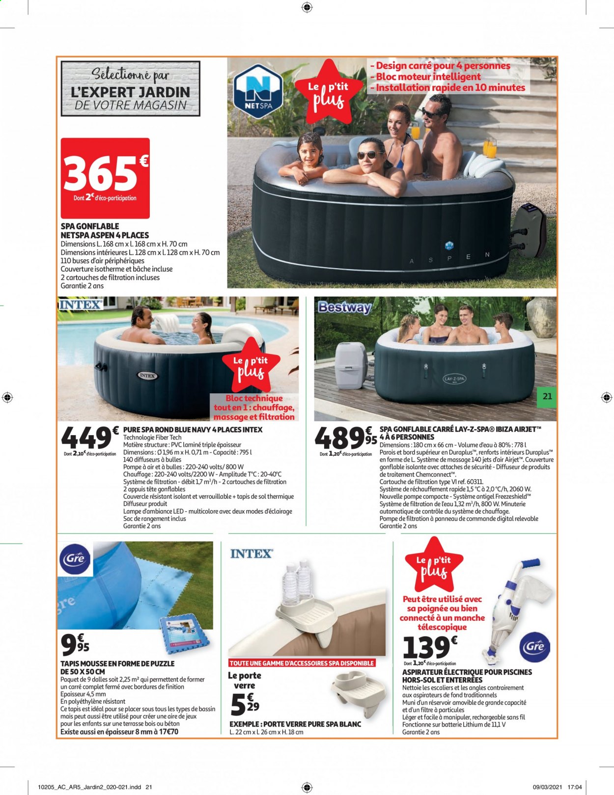 thumbnail - Catalogue Auchan - 07/04/2021 - 18/04/2021 - Produits soldés - verre, diffuseur, plaid, aspirateur, puzzle, lampe, lay-z-spa. Page 21.