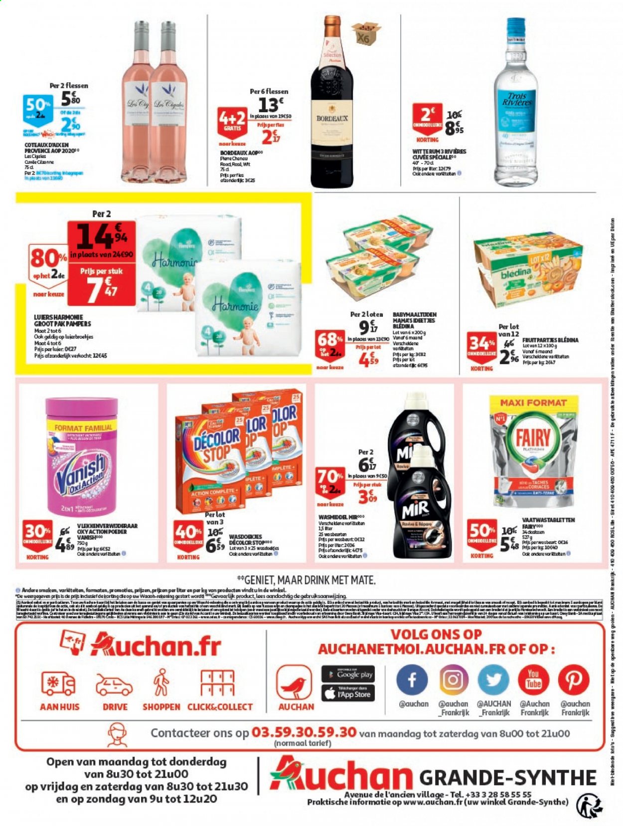 thumbnail - Catalogue Auchan - 06/04/2021 - 13/04/2021 - Produits soldés - Bordeaux, vin rouge, Blédina, Pampers, Vanish, Mir, Décolor Stop, Fairy. Page 2.
